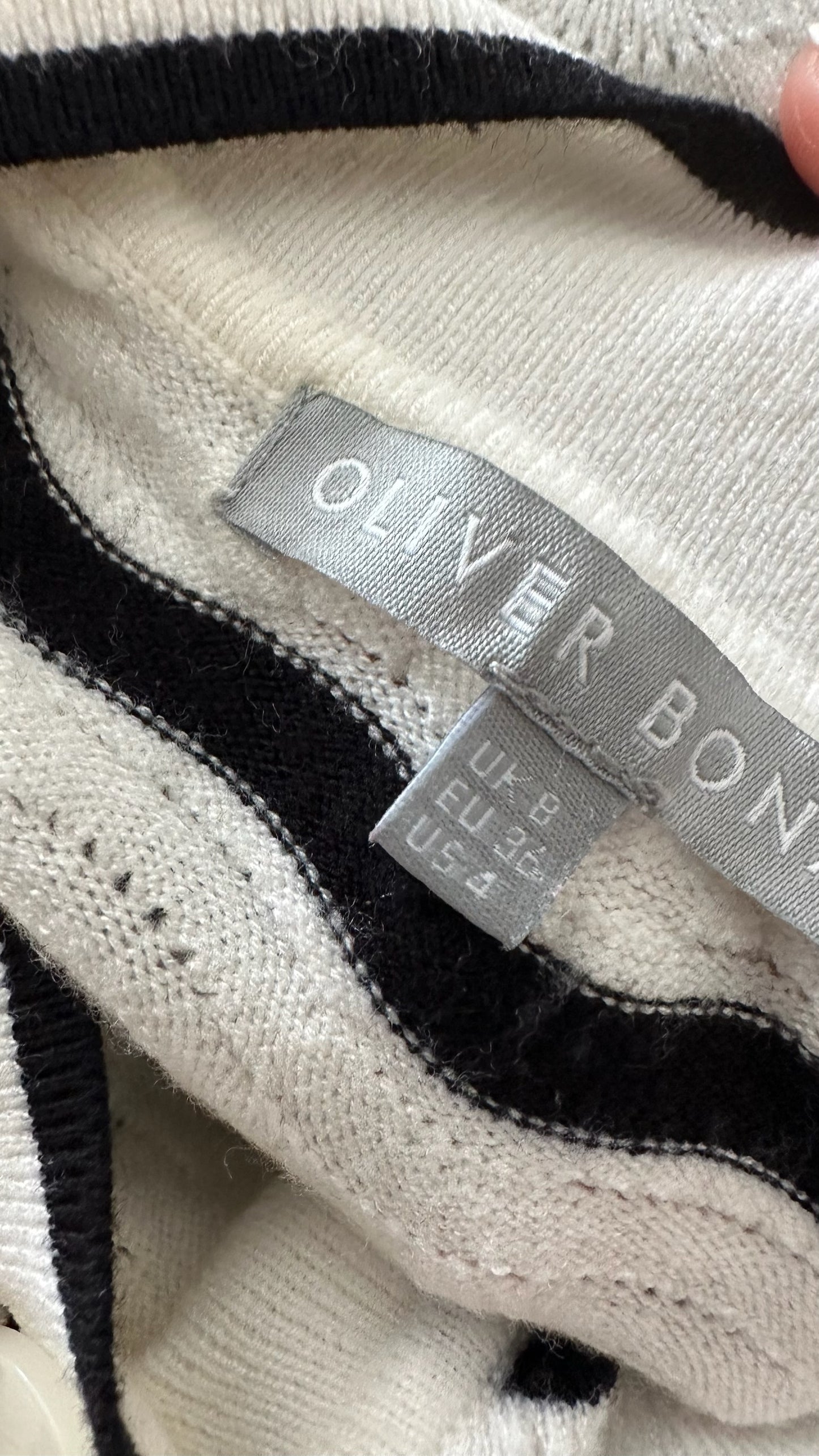 Oliver Bonas white black wave stripe cardigan small UK 8 vgc