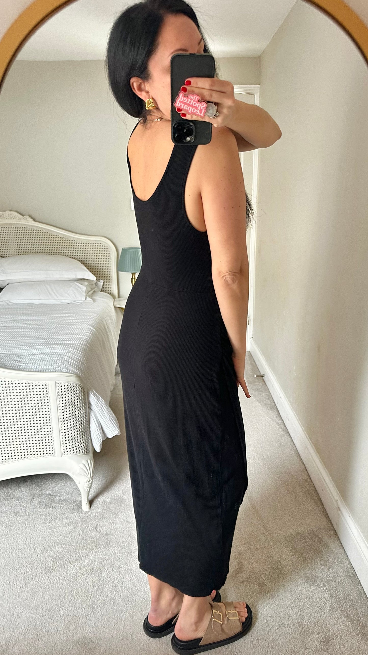 & other stories black ribbed midi faux wrap dress medium UK 12-14 vgc