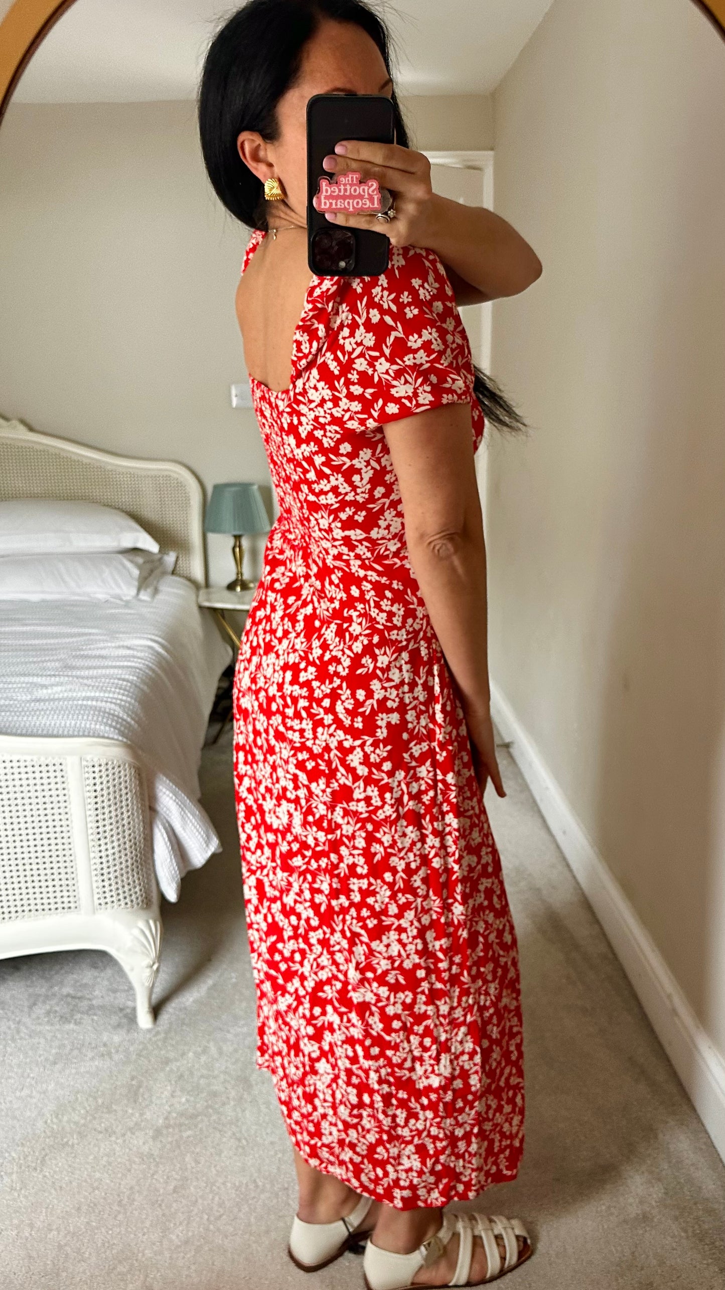 & other stories red white side split midi event dress extra small medium UK 6 8 12-14 vgc
