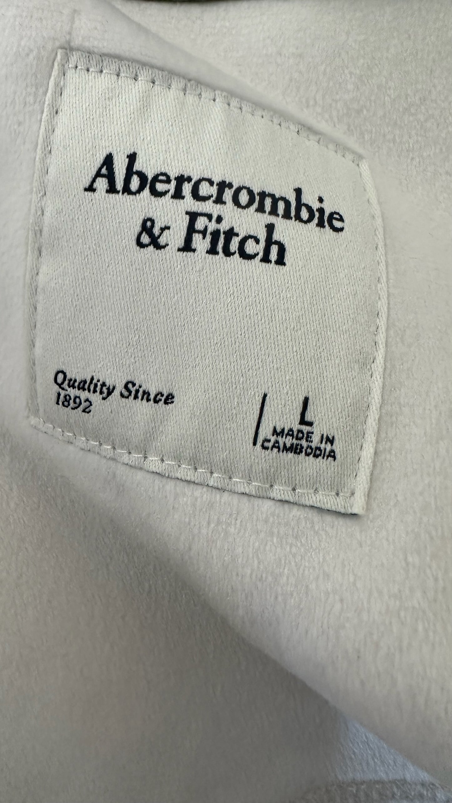 Abercrombie & fitch cream khaki green teddy borg coat jacket extra large UK 14 vgc w25