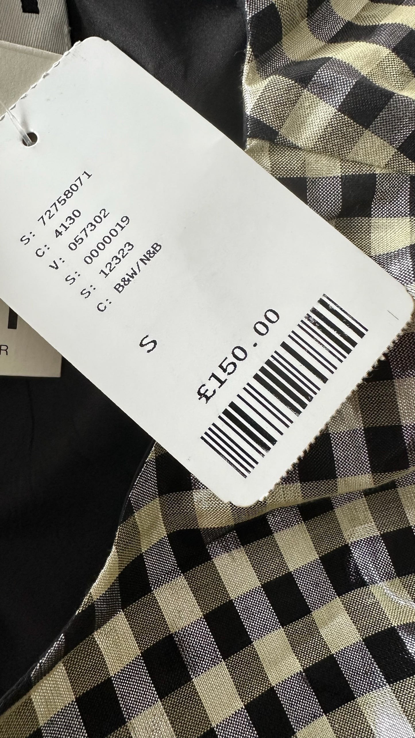 Just @ Anthropologie shimmer black cream gingham event dress small UK 8-10 vgc