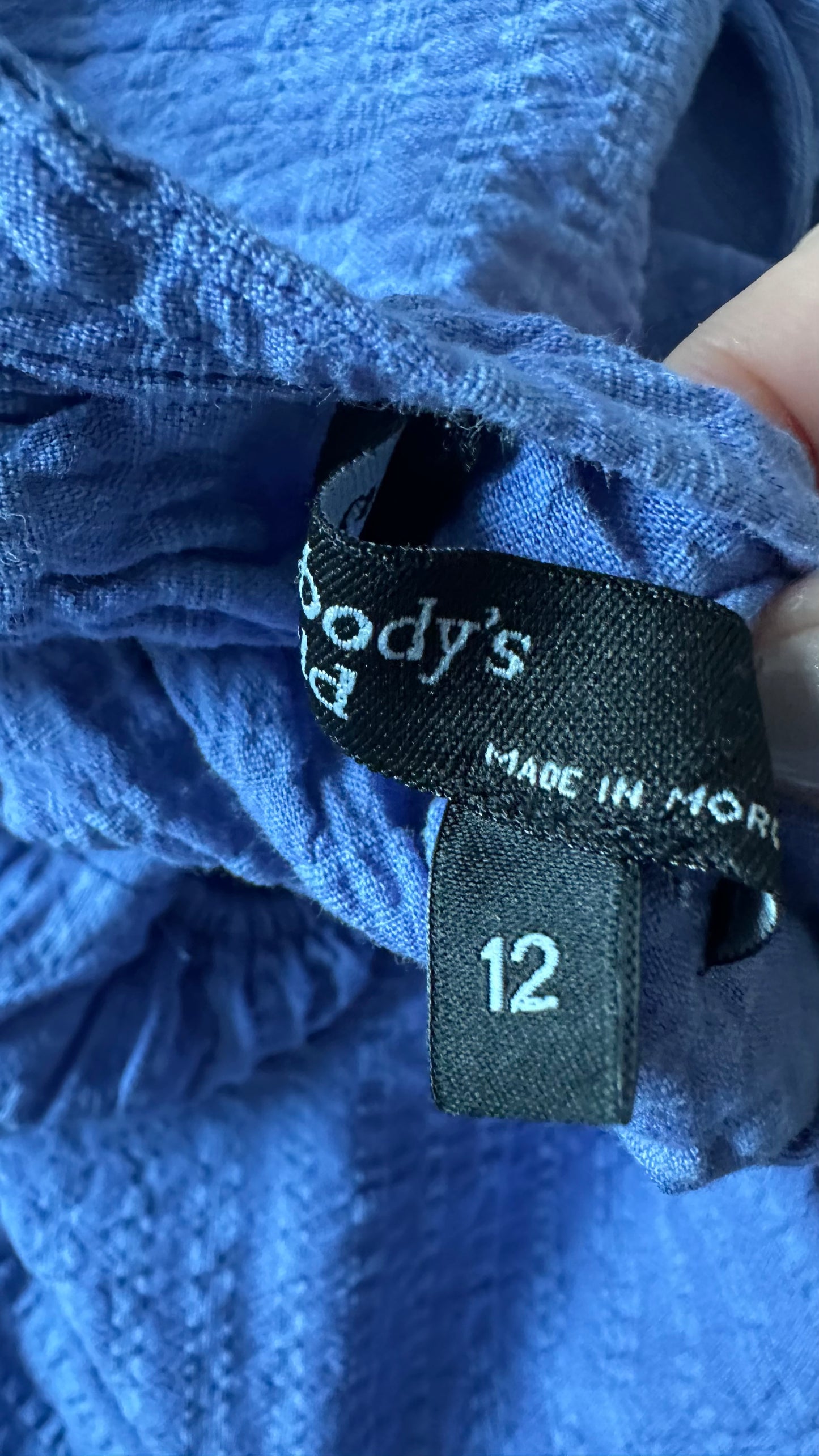 Nobody’s Child light blue lilac stripe backless midi dress medium UK 12 14 vgc