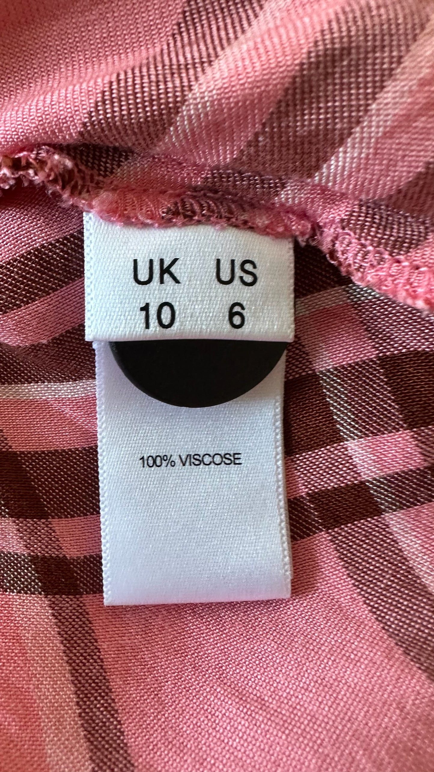 Kitri pink brown gingham event dress medium UK 10 vgc