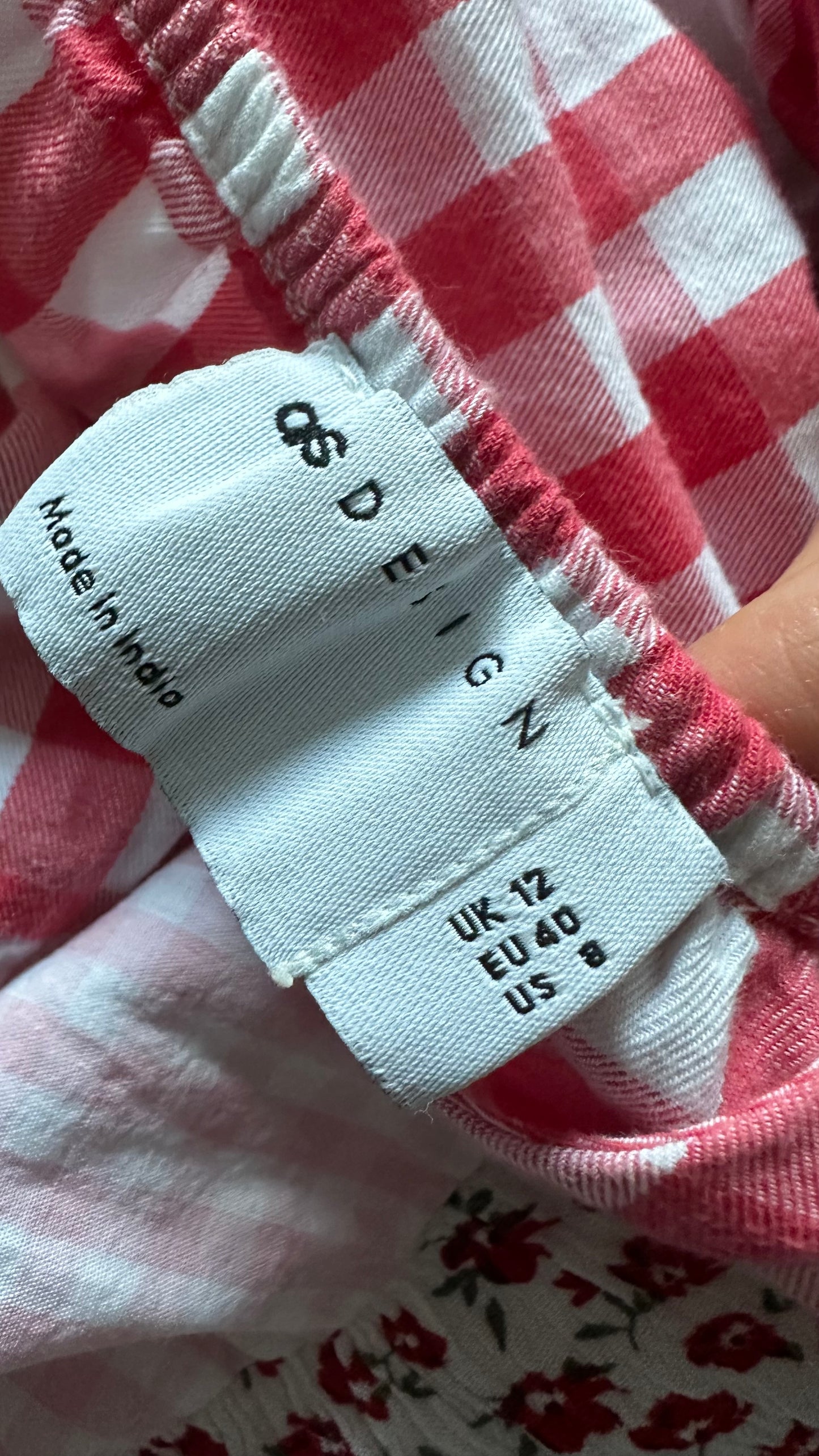 ASOS red pink floral gingham mini holiday dress medium UK 12 vgc