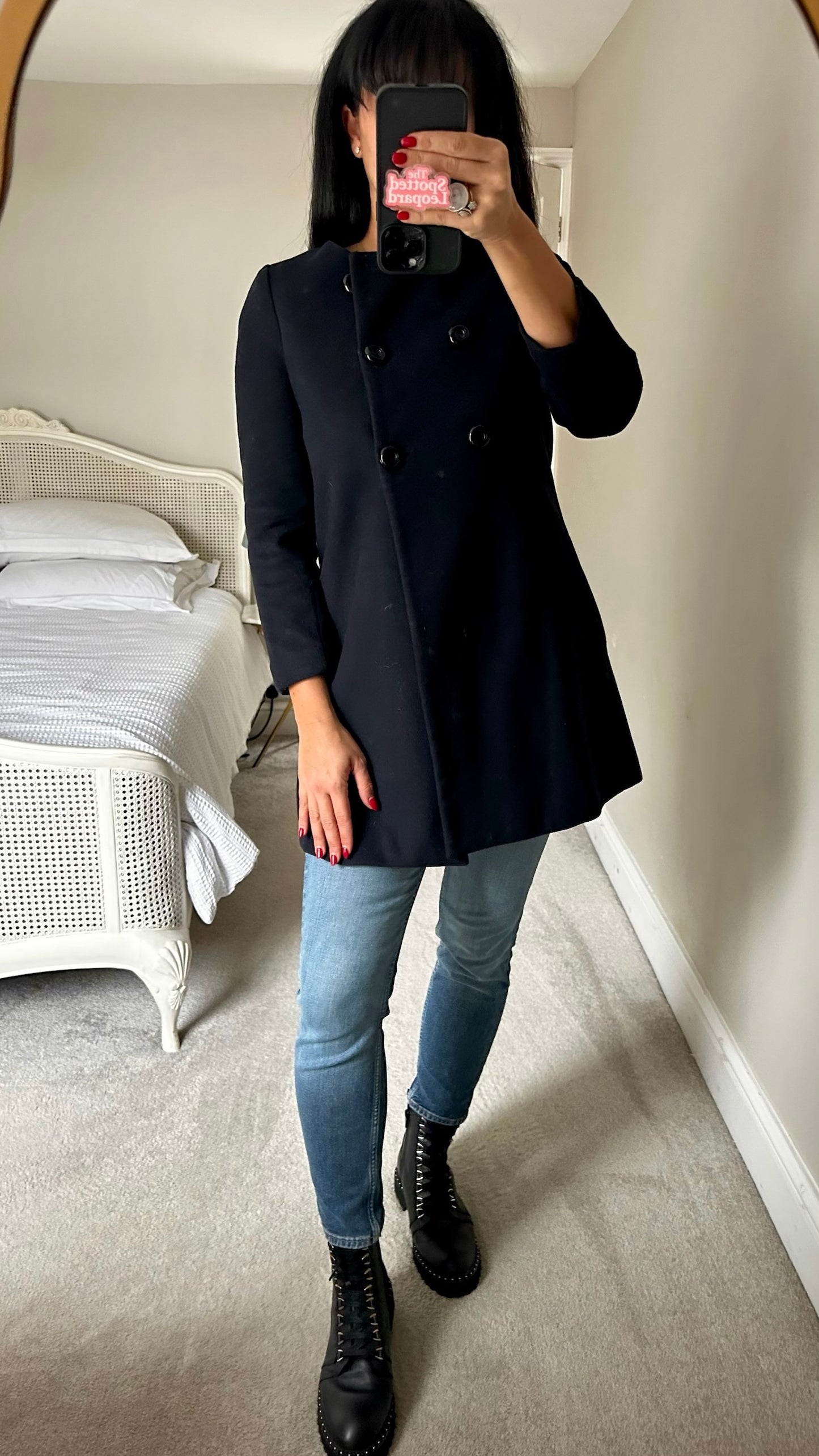 Zara black button up formal coat small S UK 8 excellent used condition