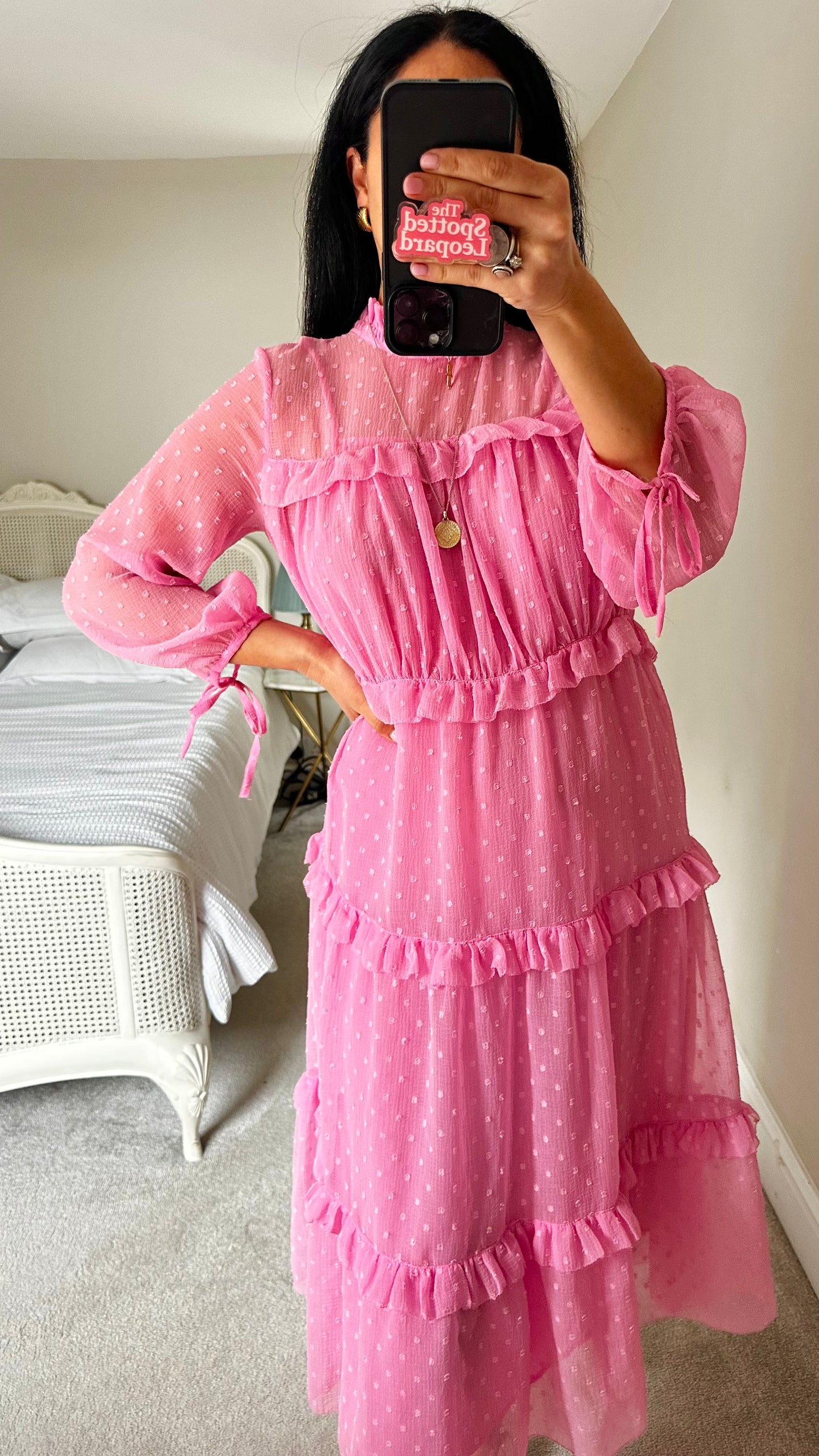 Topshop rose cand pink tiered maxi long killing eve dress small UK 10 vgc