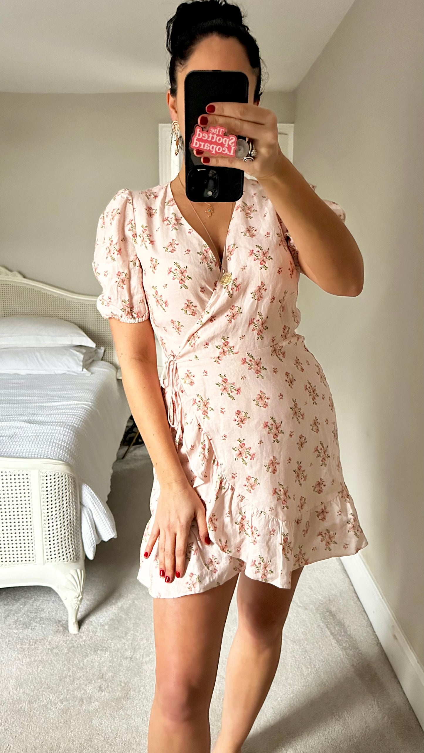 & other stories soft pink rose linen wrap mini dress small UK 10 new bnwt