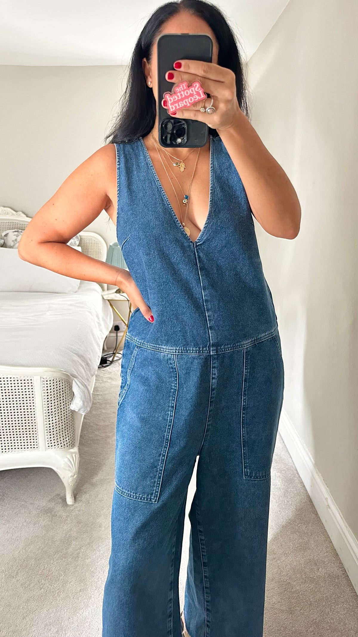 Selected Femme @ Anthropologie denim jeans v neck jumpsuit trousersuit medium UK 12 new