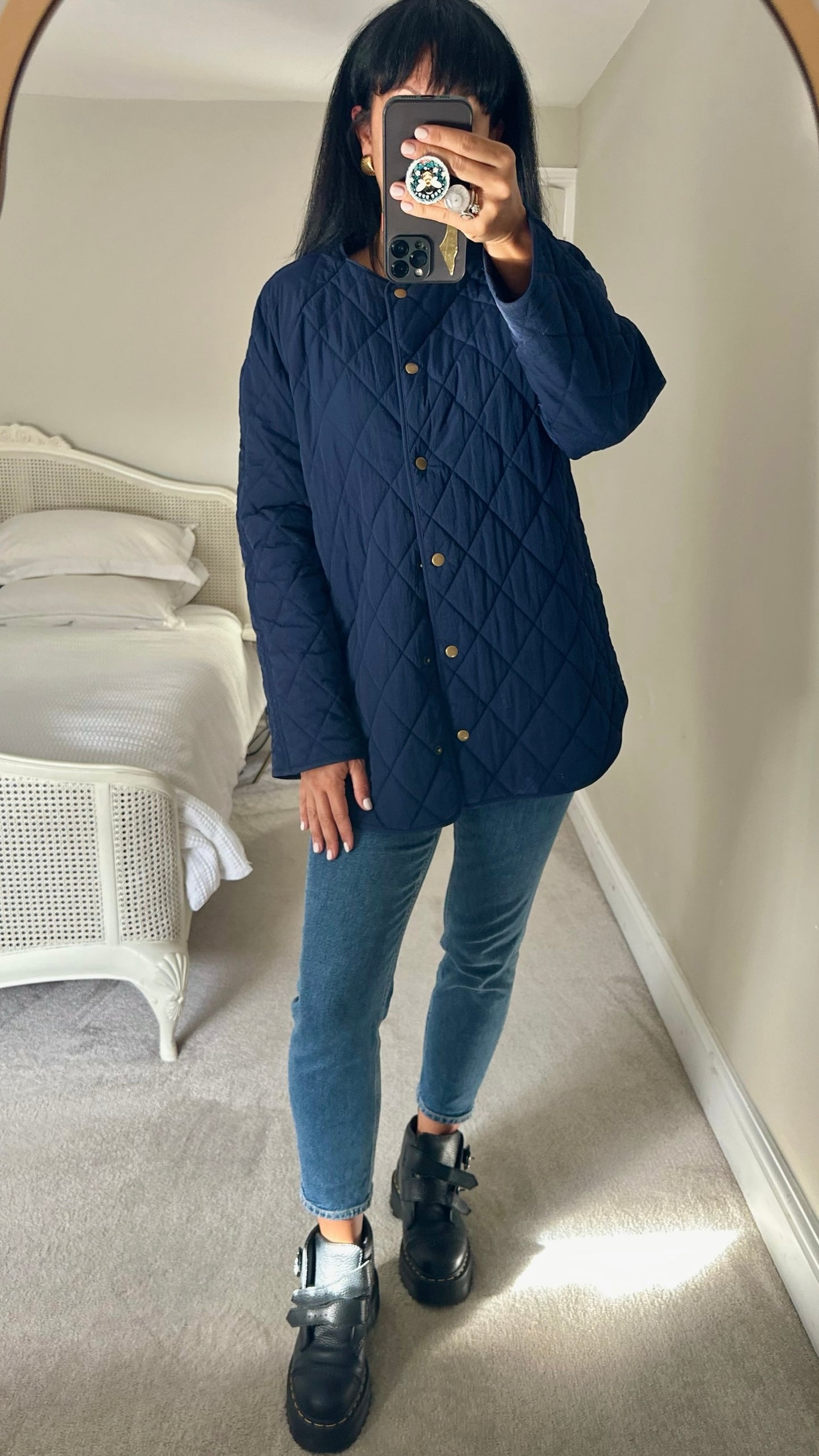 &Other stories navy blue quilted jacket small S UK 8 great used condition