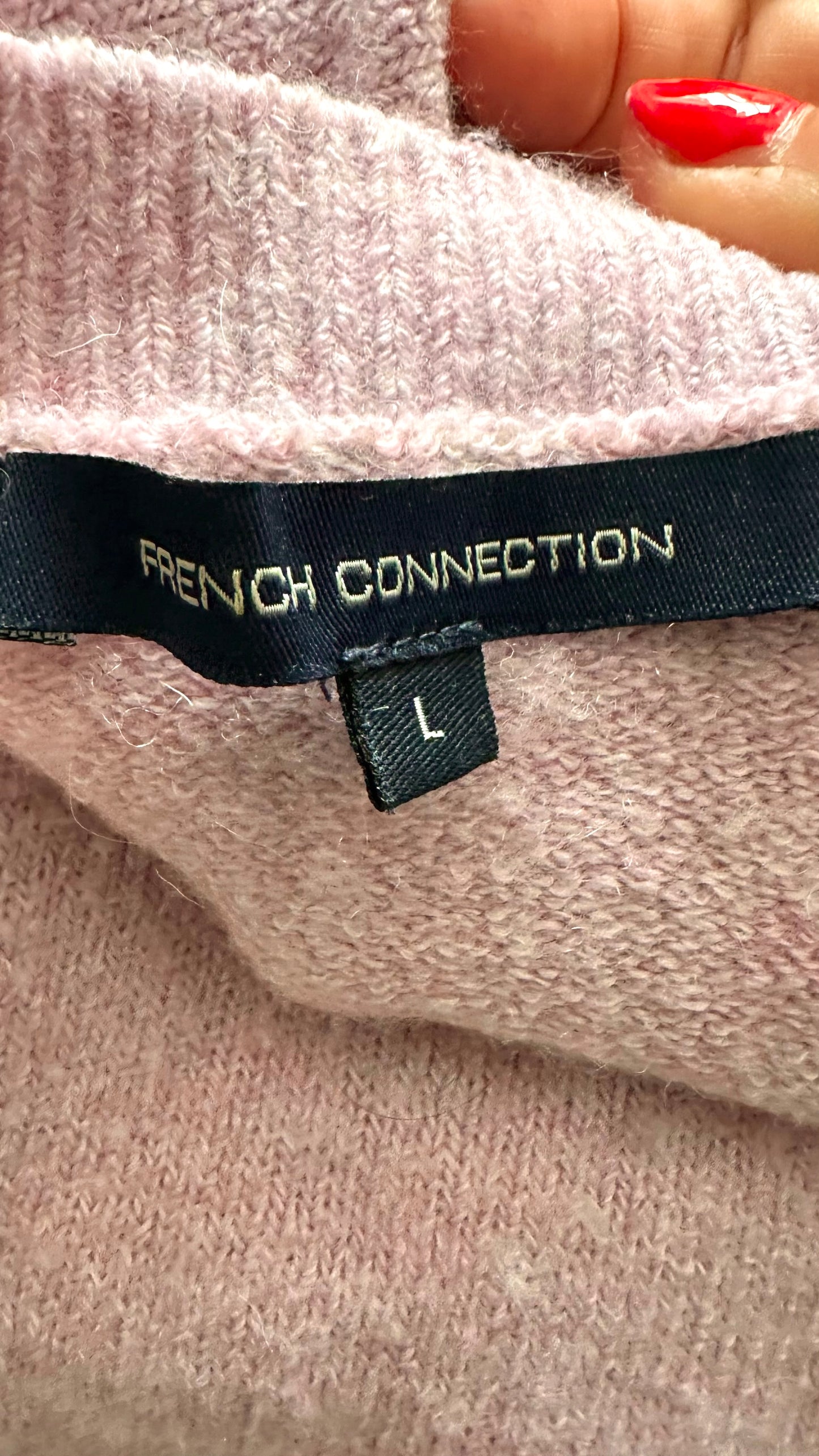 French connection pink balloon sleeve cardigan large L UK 12 vgc