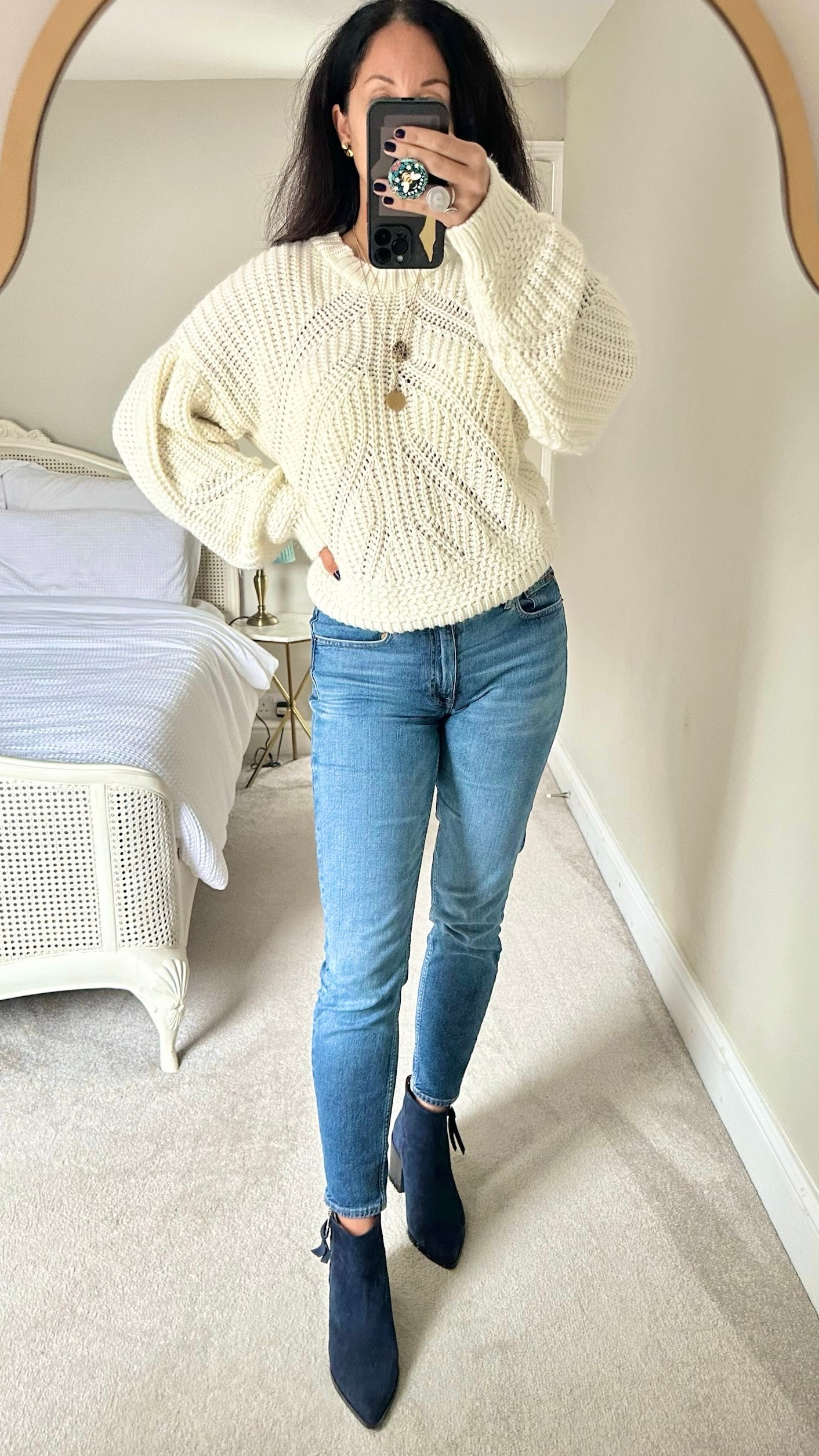 Topshop white chunky knit jumper small medium UK 8 10 12 vgc