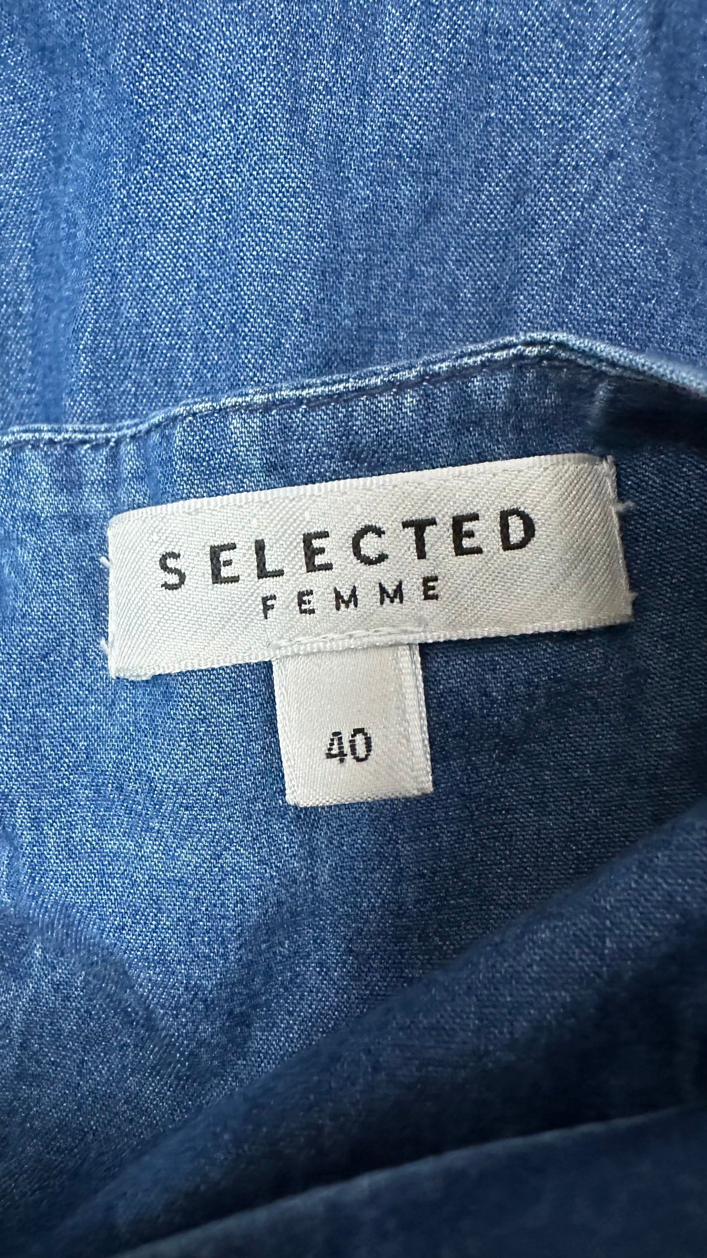Selected Femme denim navy blue maxi long dress medium UK 12 vgc