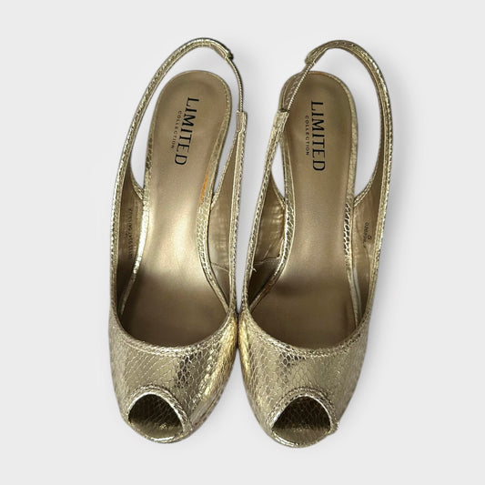 M&S Limited Edition Marks & Spencer  gold metallic slingback heels stiletto shoes UK 5 EU 38 vgc