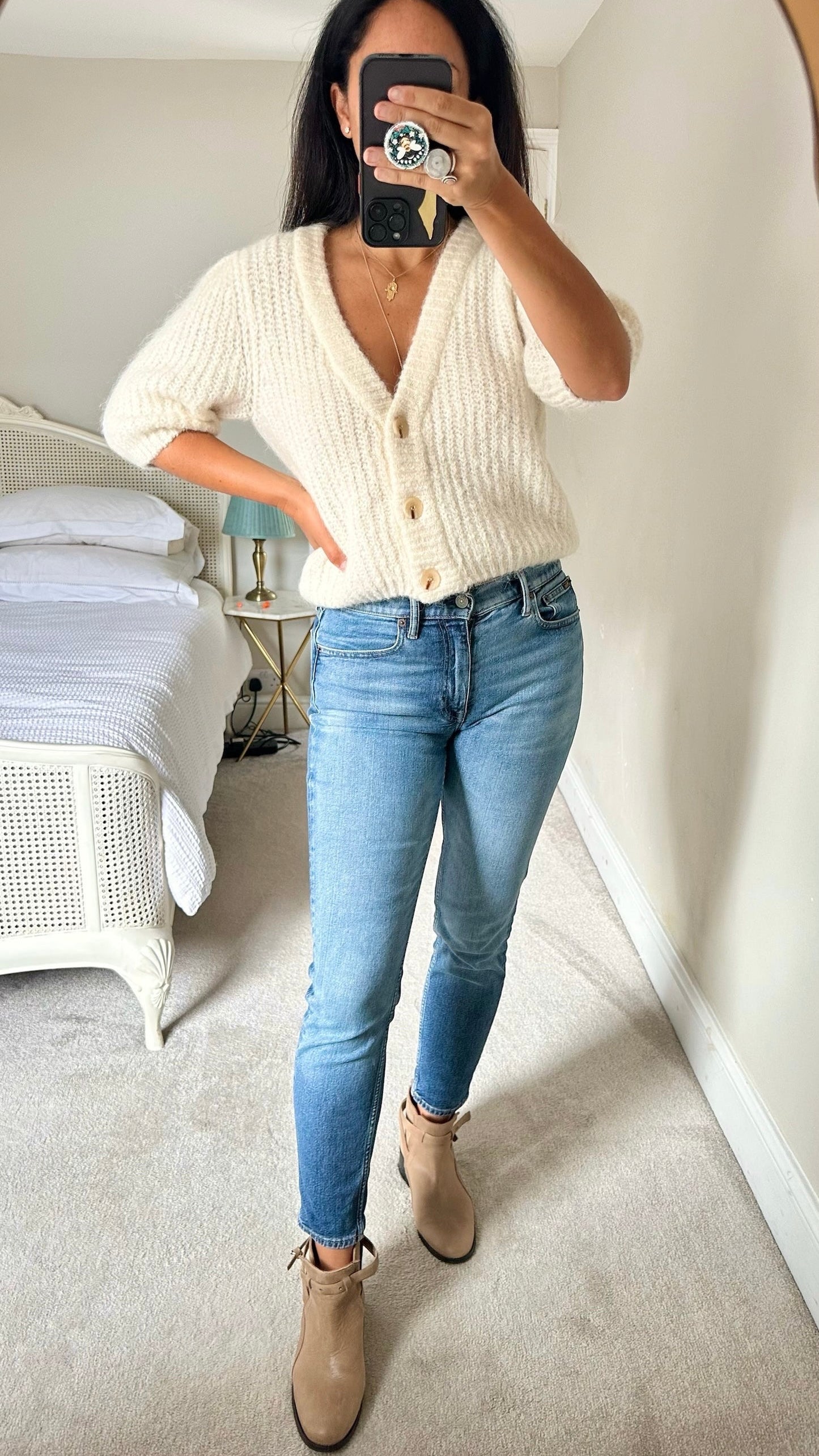 Selected Femme @ Anthropologie cream white alpaca blend knitted cardigan jumper medium UK 10 and extra large UK 12 14 vgc w25