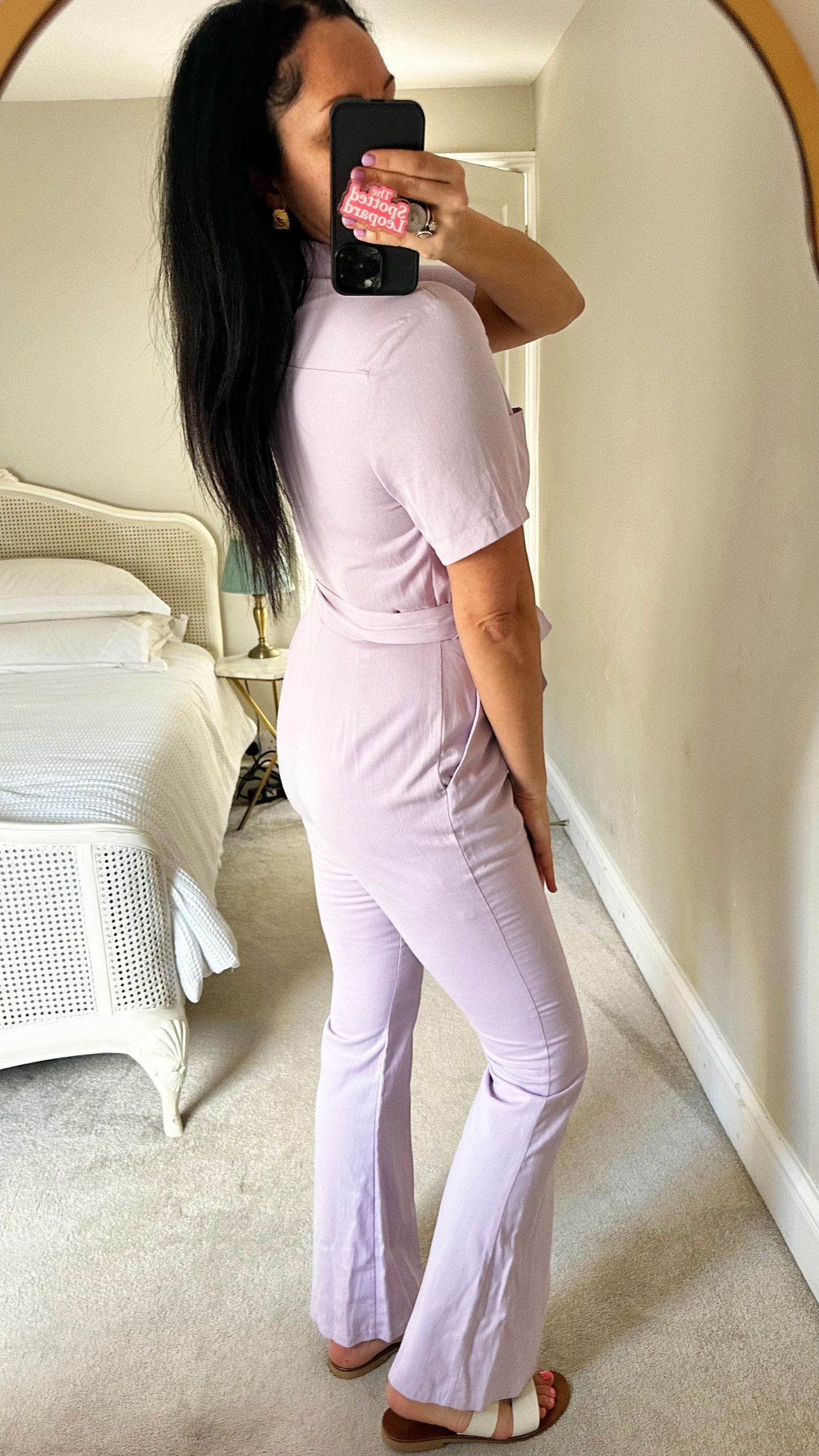 ASOS lilac cotton jumpsuit playsuit boilersuit flared small UK 10 vgc