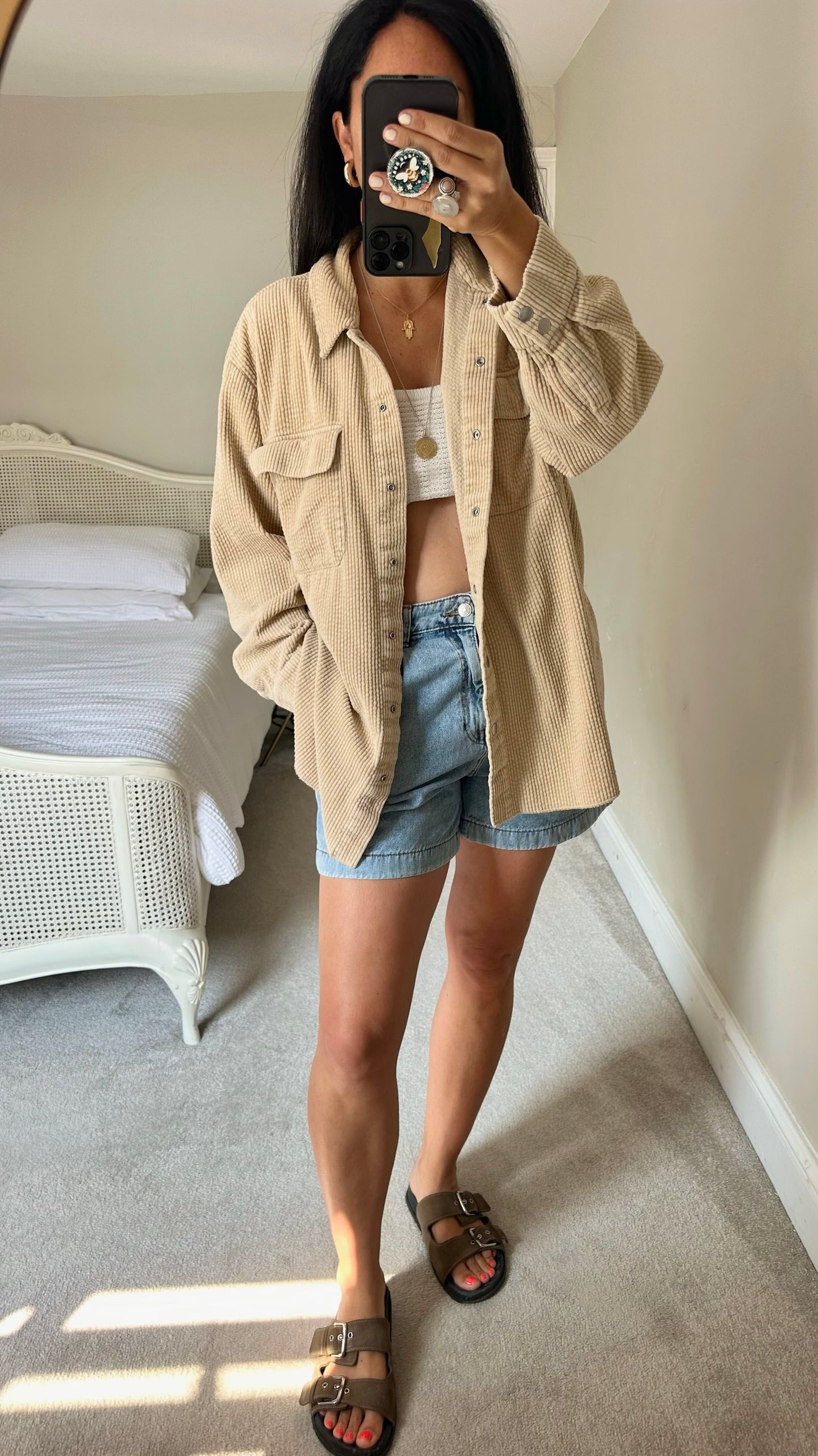 &Other stories beige cream corduroy oversize overshirt shacket extra large XL UK 14 new condition