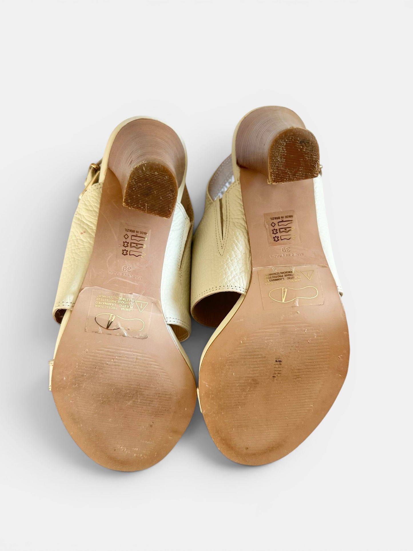 Reiss cream leather sandals shoes heels slingbacks holiday UK 6 EU 39 vgc