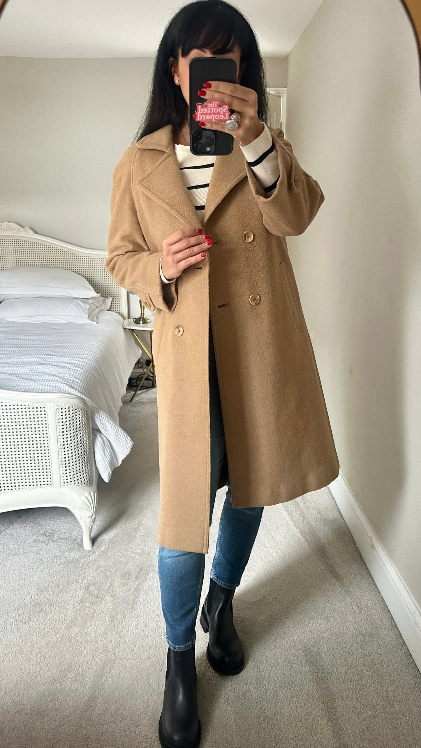 Vintage camel tan cashmere wool blend formal coat medium large ML UK 10-12 excellent used condition