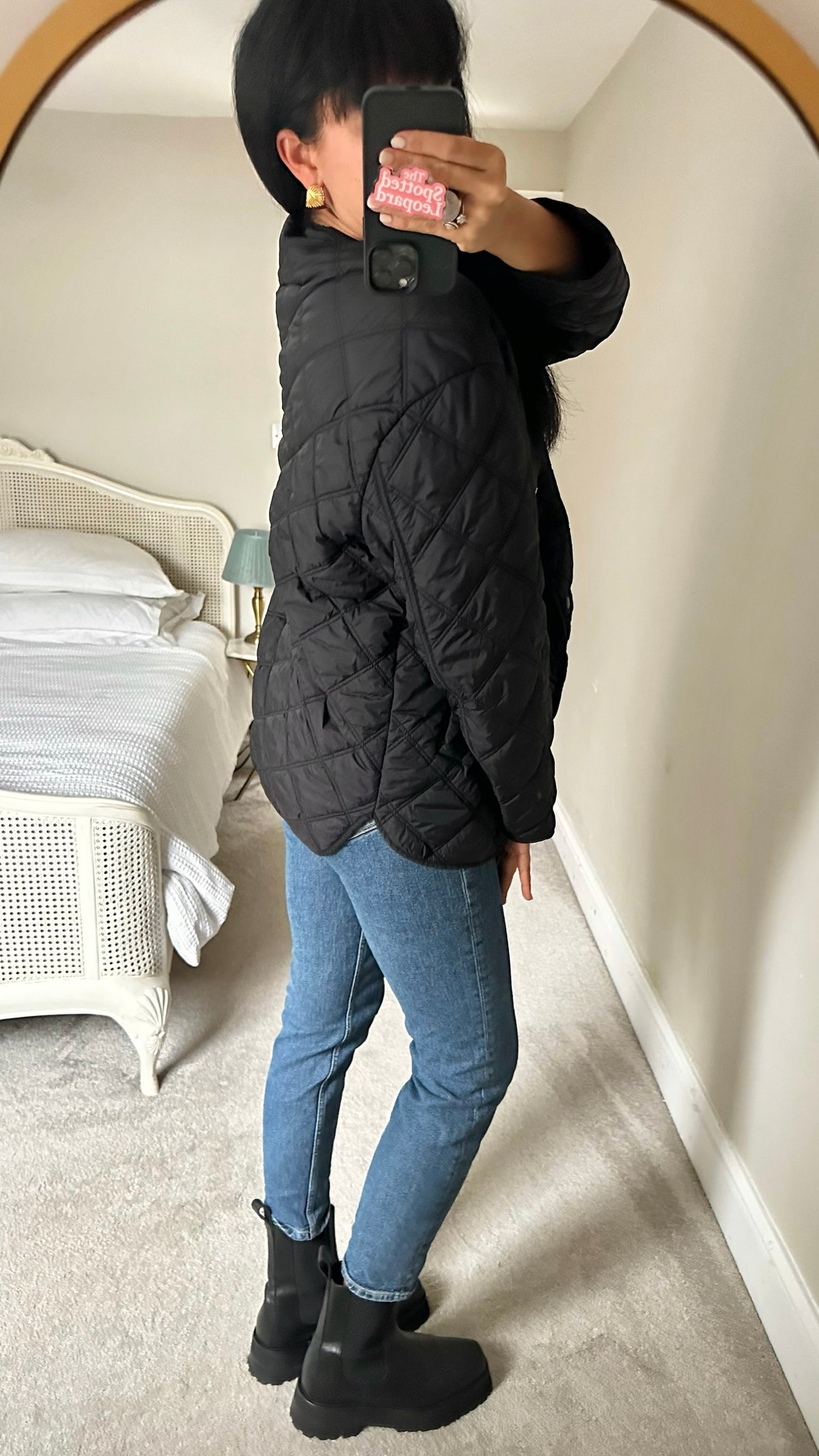 Warehouse black quilted jacket large L UK 12 excellent used condition