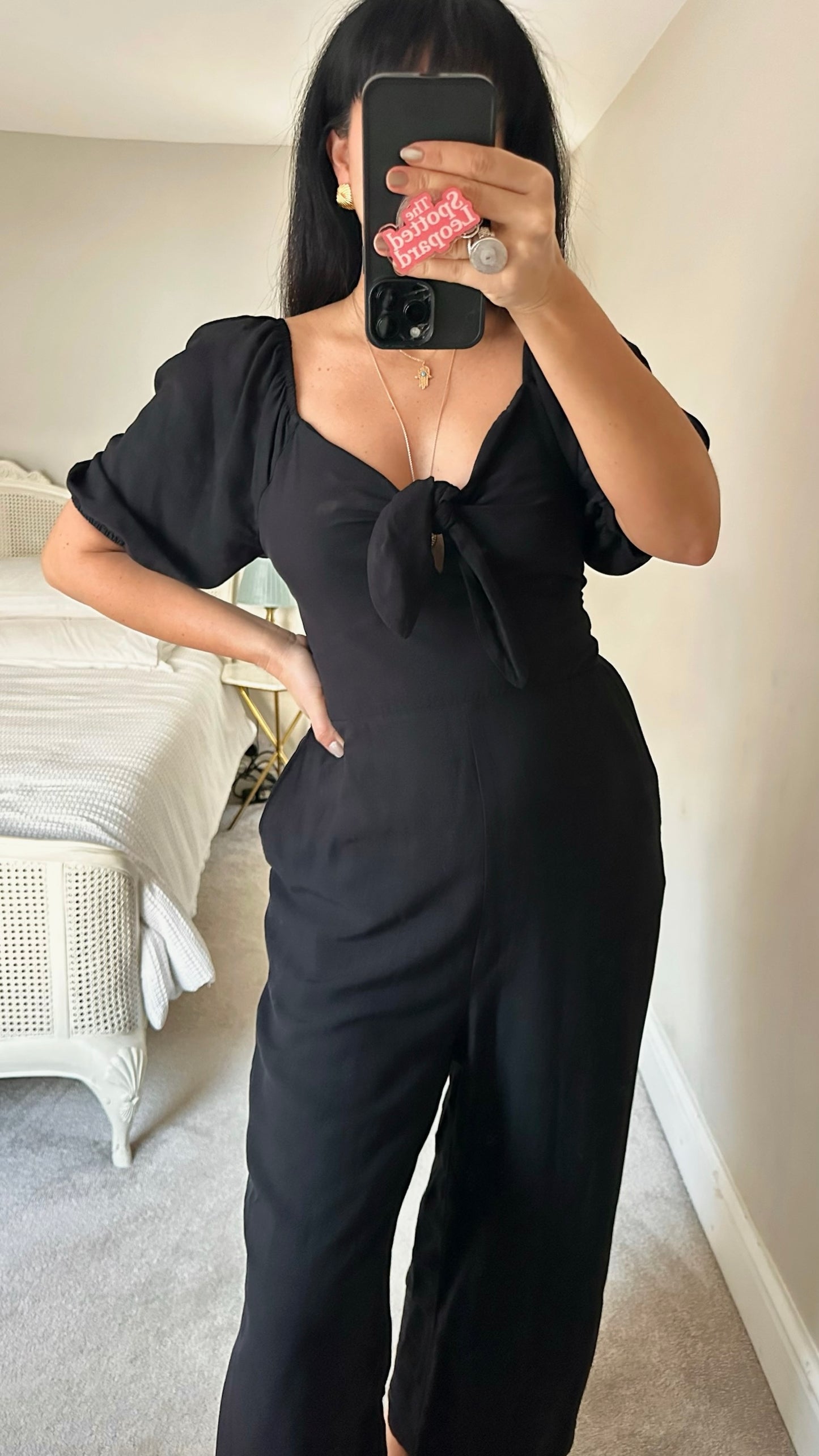 Nobodys child black linen blend jumpsuit playsuit trouser suit UK 12-14 vgc