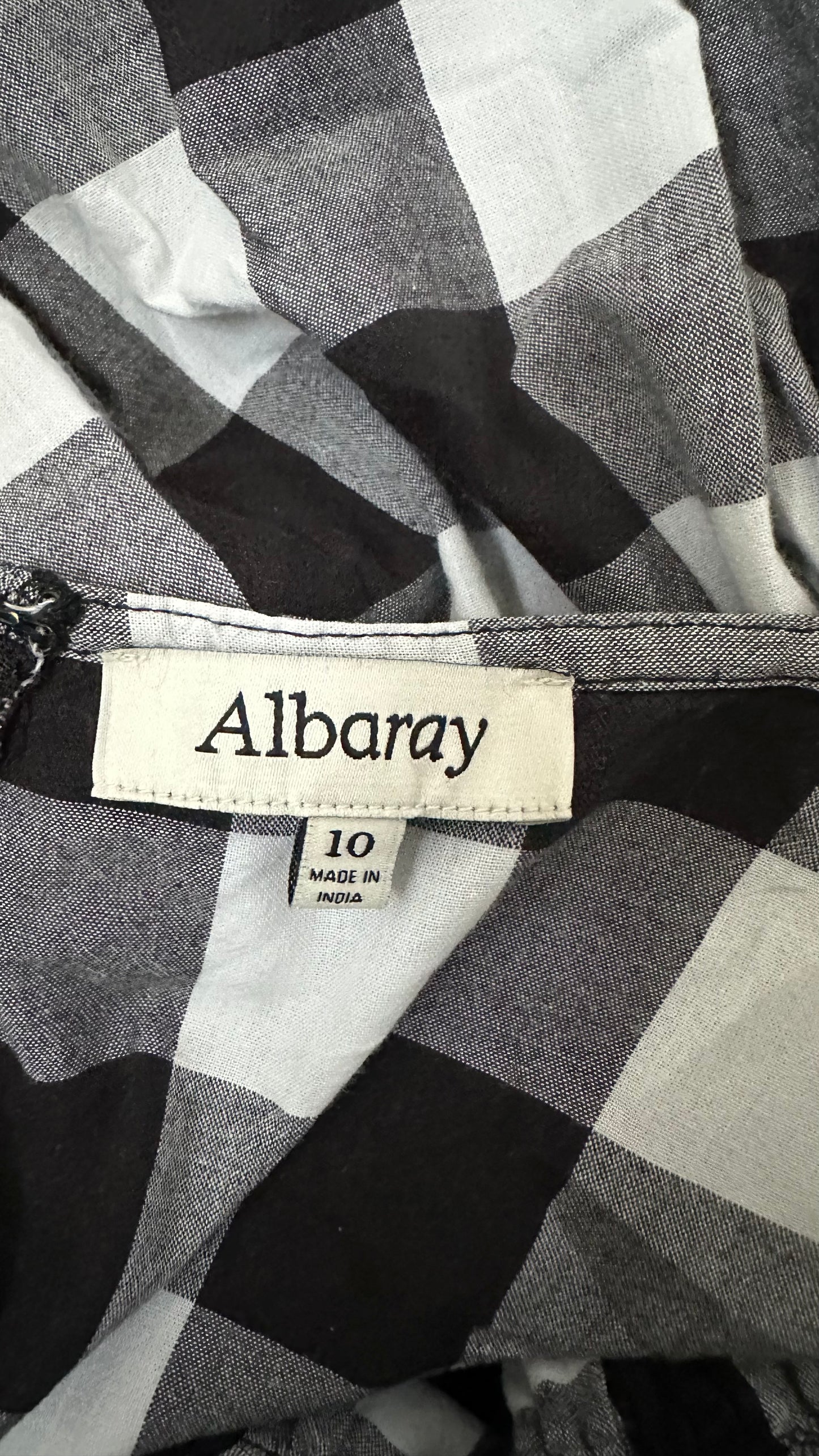 Albaray black white gingham check dress small UK 10 vgc petite