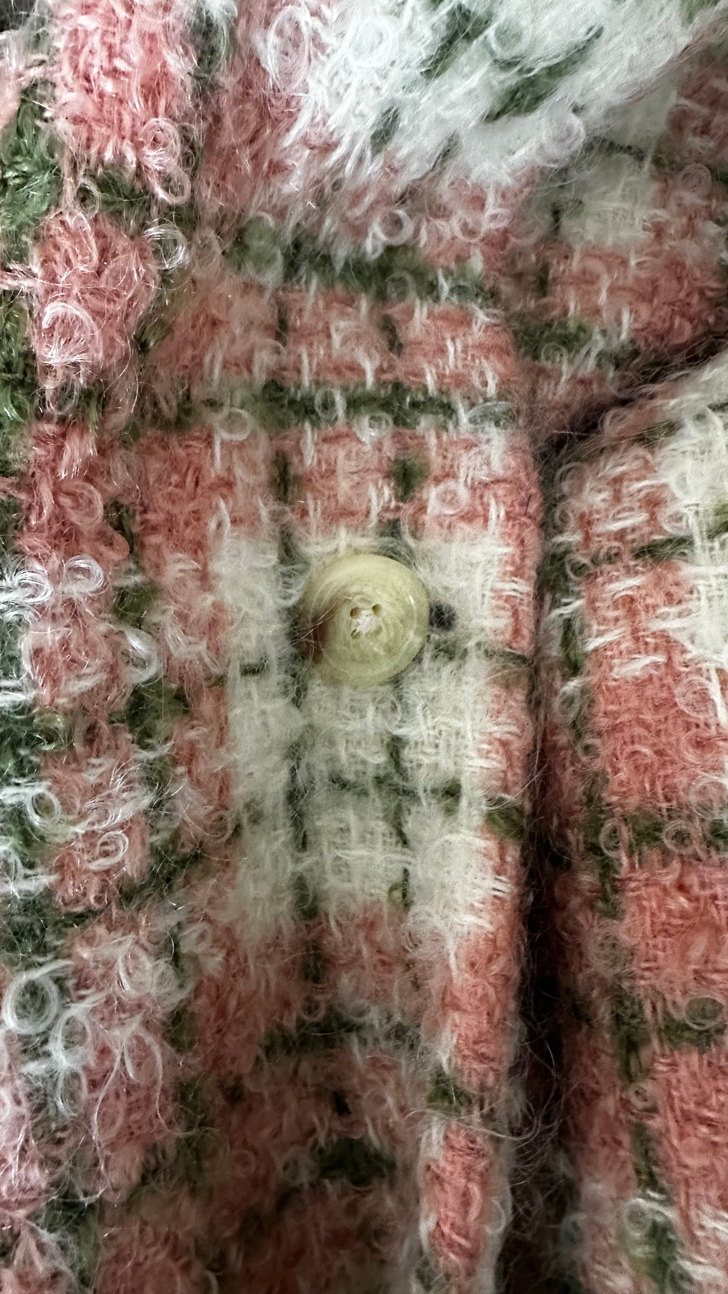 Boden pink green mohair wool blend coat jacket large UK 12-14 new