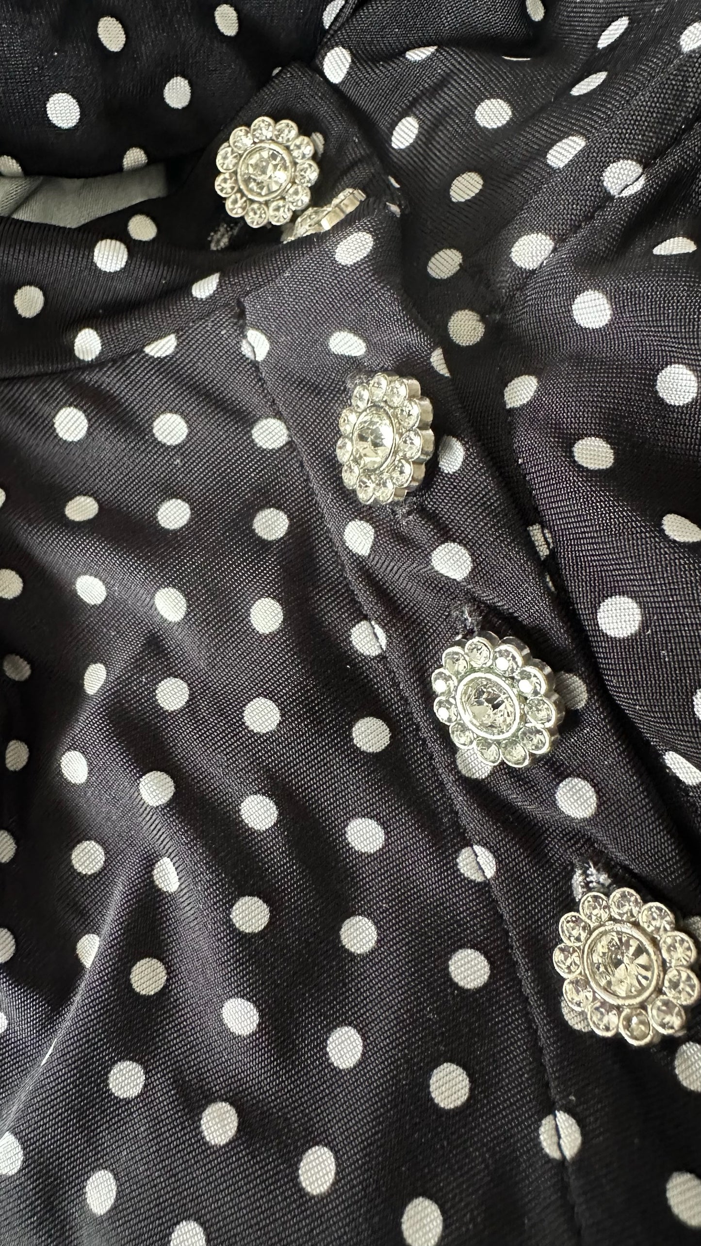 & other stories navy blue black white polka dot maxi dress UK 14-16 vgc