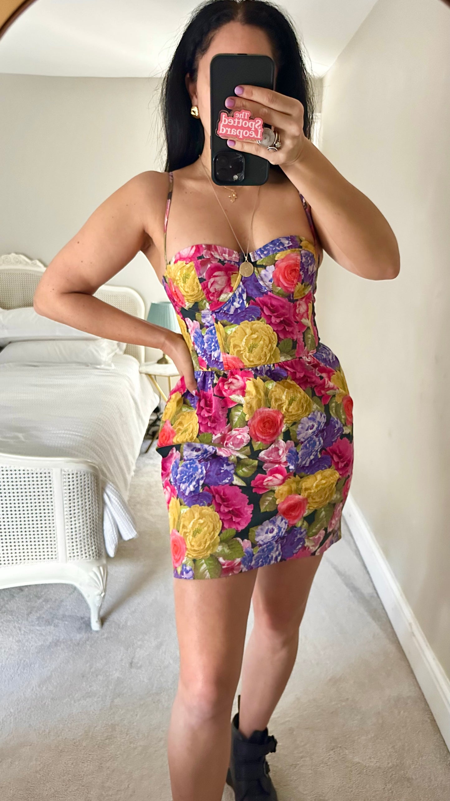 Topshop Vogue pink blue floral corset mini dress small UK 10 vgc event
