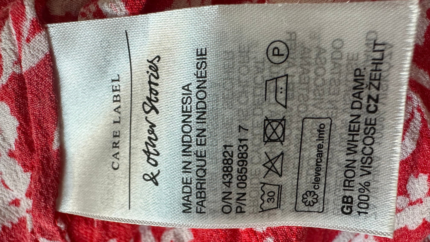 & other stories red white side split midi event dress extra small medium UK 6 8 12-14 vgc