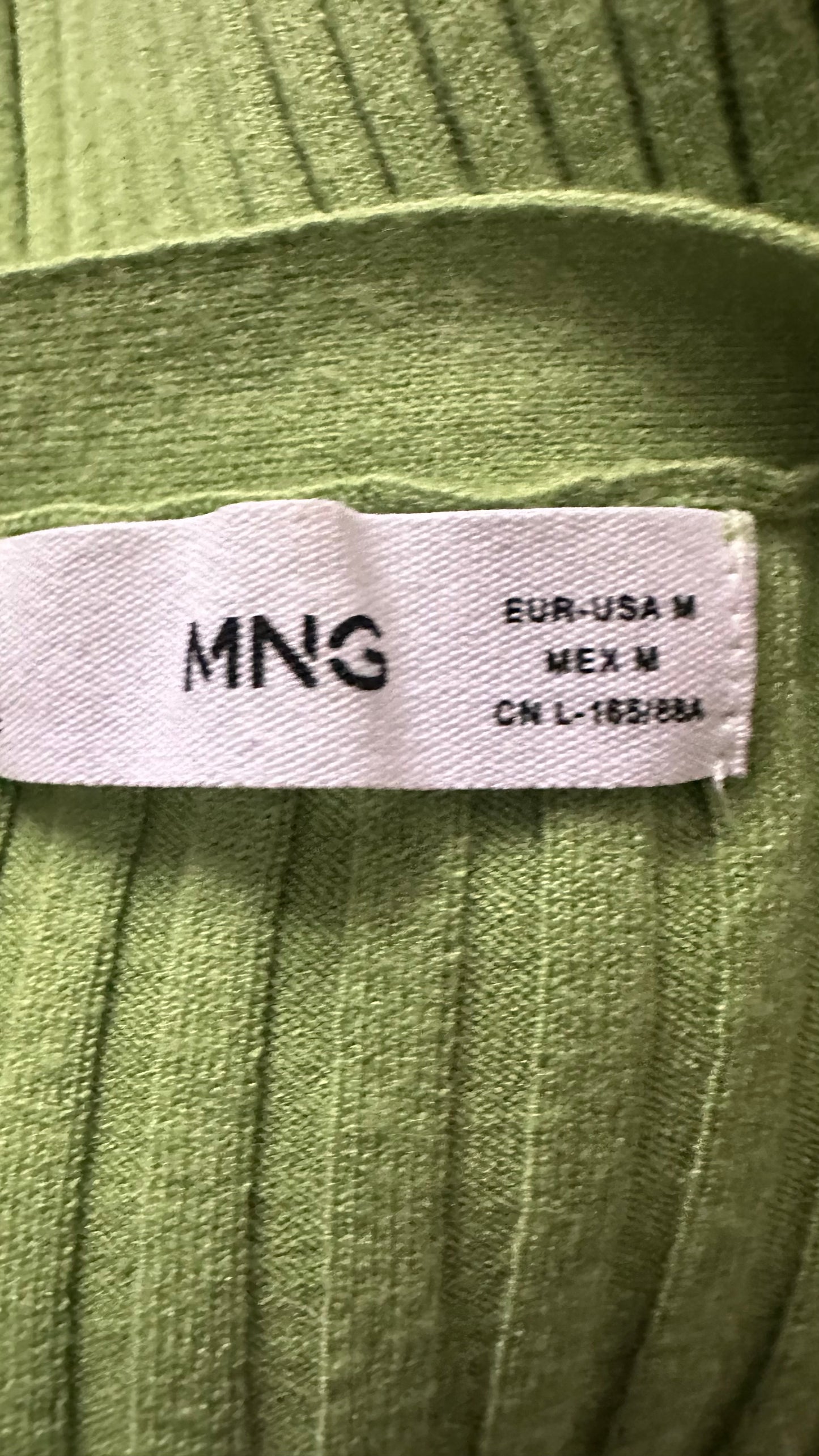 Mango light olive green ribbed cardigan jumper medium UK 10 vgc