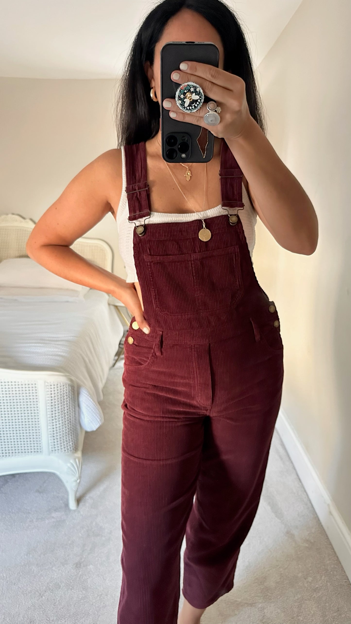 HUSH oxblood red burgundy velvet corduroy dungarees small UK 8 vgc