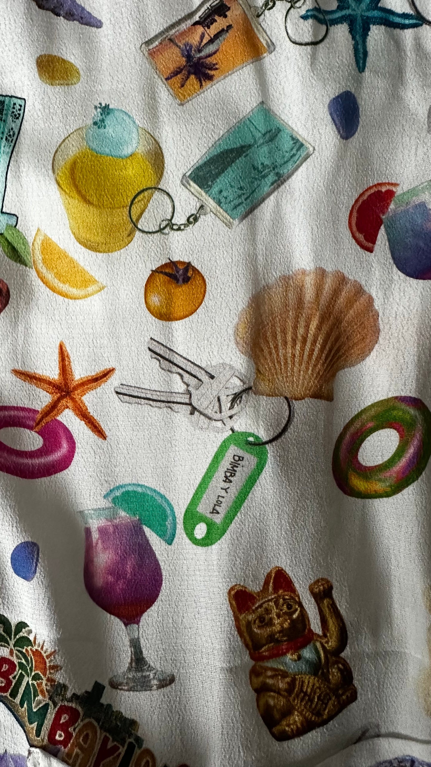 Bimba Y Lola white kitsch fan shell print lucky cat small event dress UK 8 new bnwt