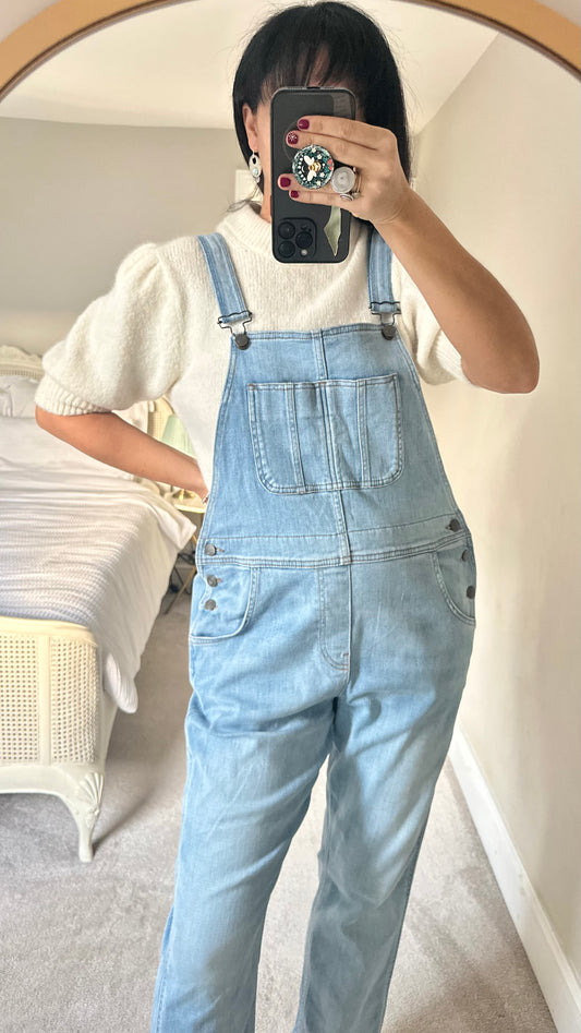 Fat Face light blue denim jumpsuit dungarees extra large UK 14 vgc