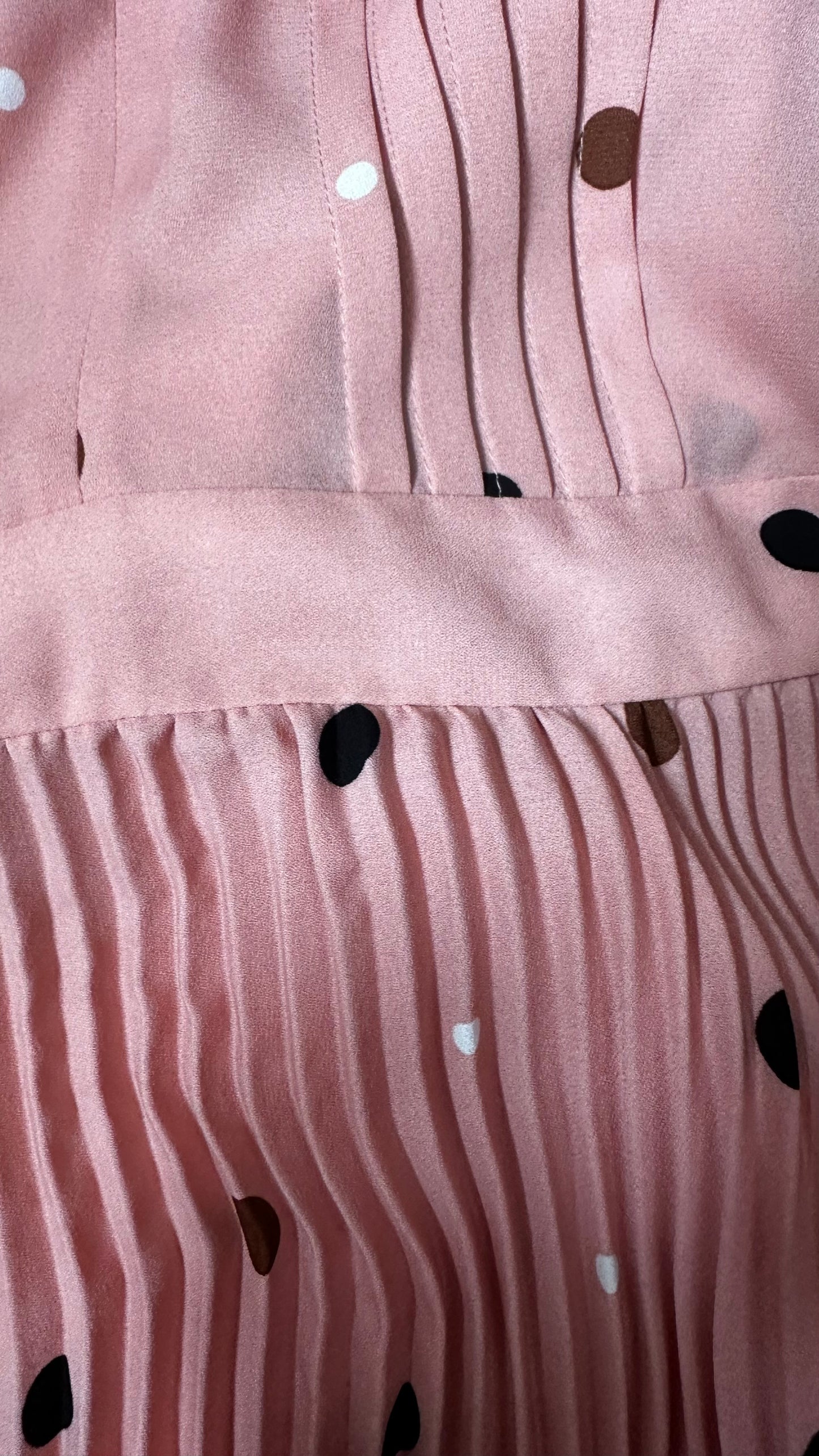 Sofie Schnoor pink pleated midi even polka dot dress small/ medium UK 10 vgc