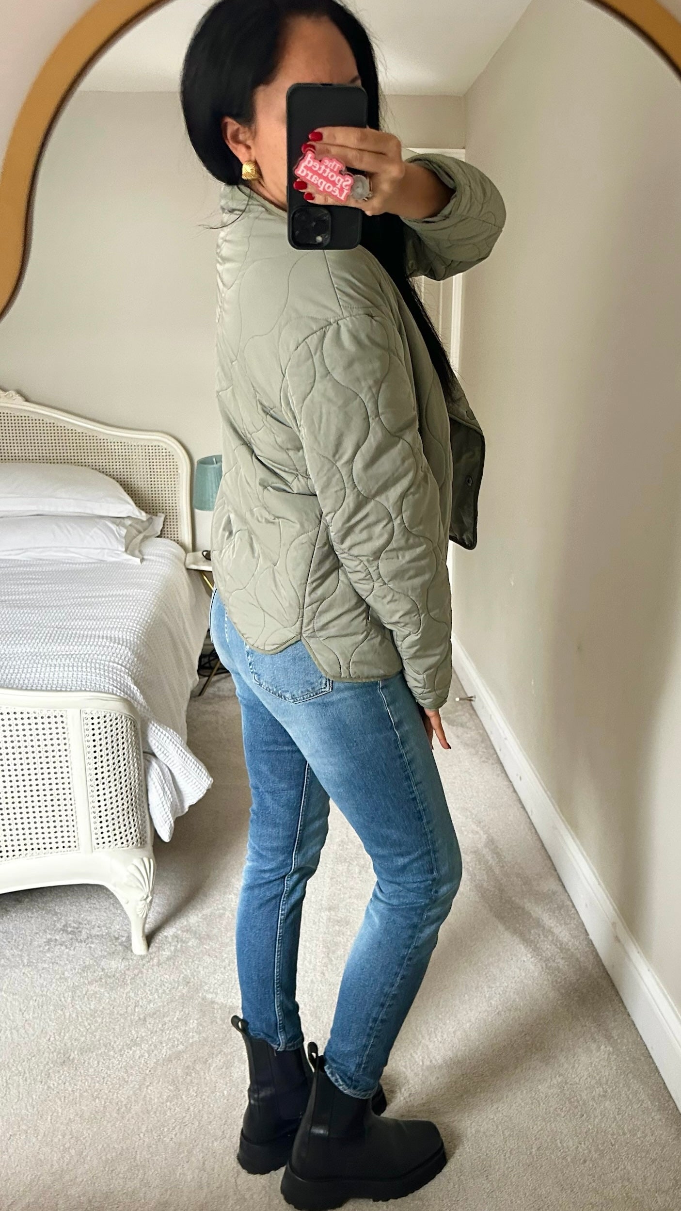 La Redoute olive khaki green quilted jacket large L UK 12-14 excellent used condition