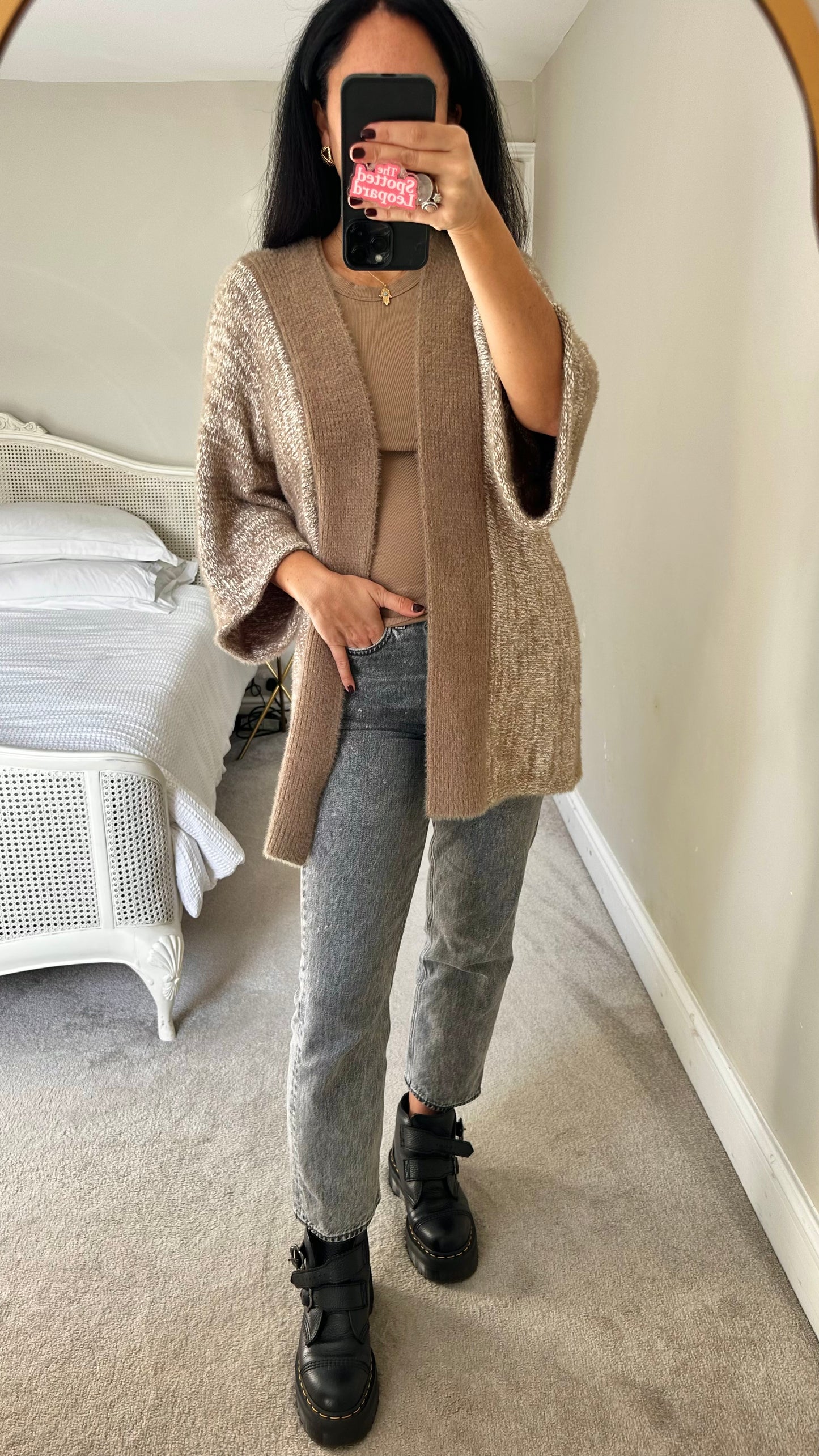 Anthropologie beige cream brown cardigan jumper knitted small medium UK 10 new