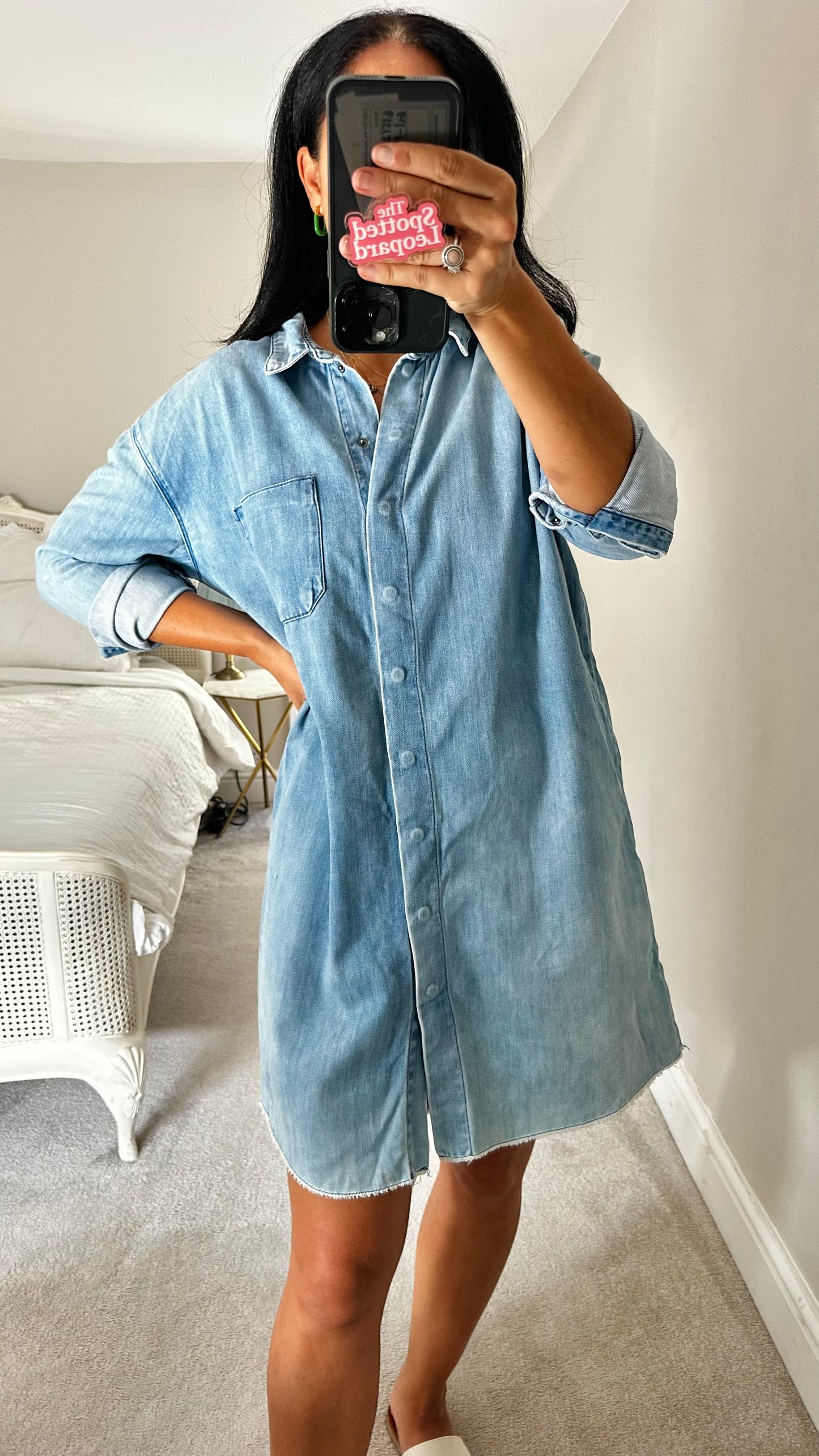 Selected Femme @ Anthropologie light blue denim jeans shirt dress small medium UK 8-10-12 vgc