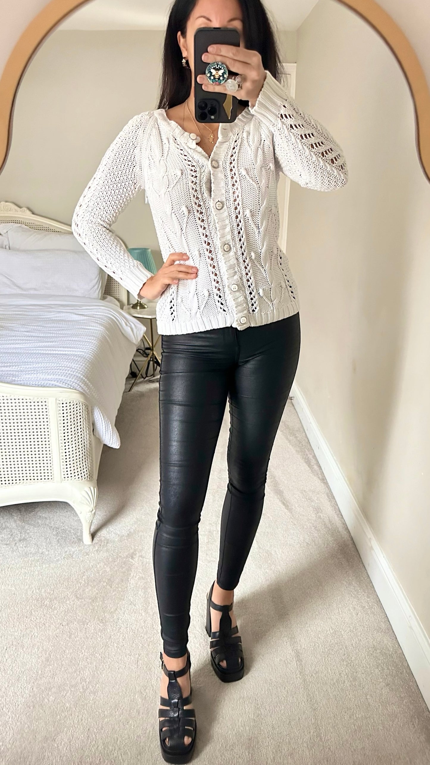 Topshop white knitted cardigan extra small XS UK 6 vgc