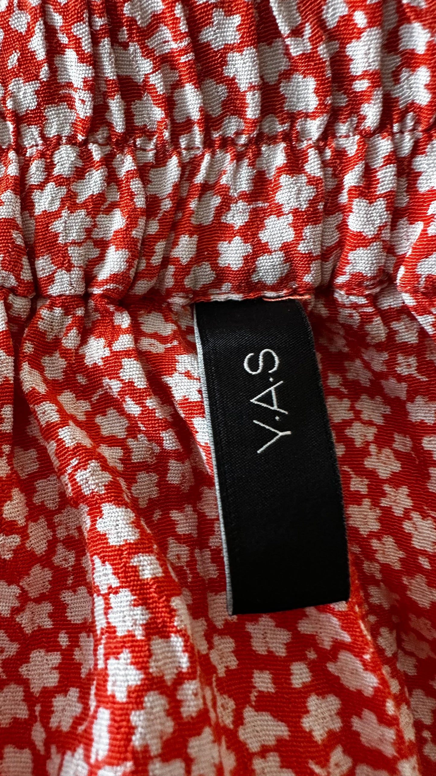 YAS coral white floral polka dot button up midi skirt small UK 8 vgc