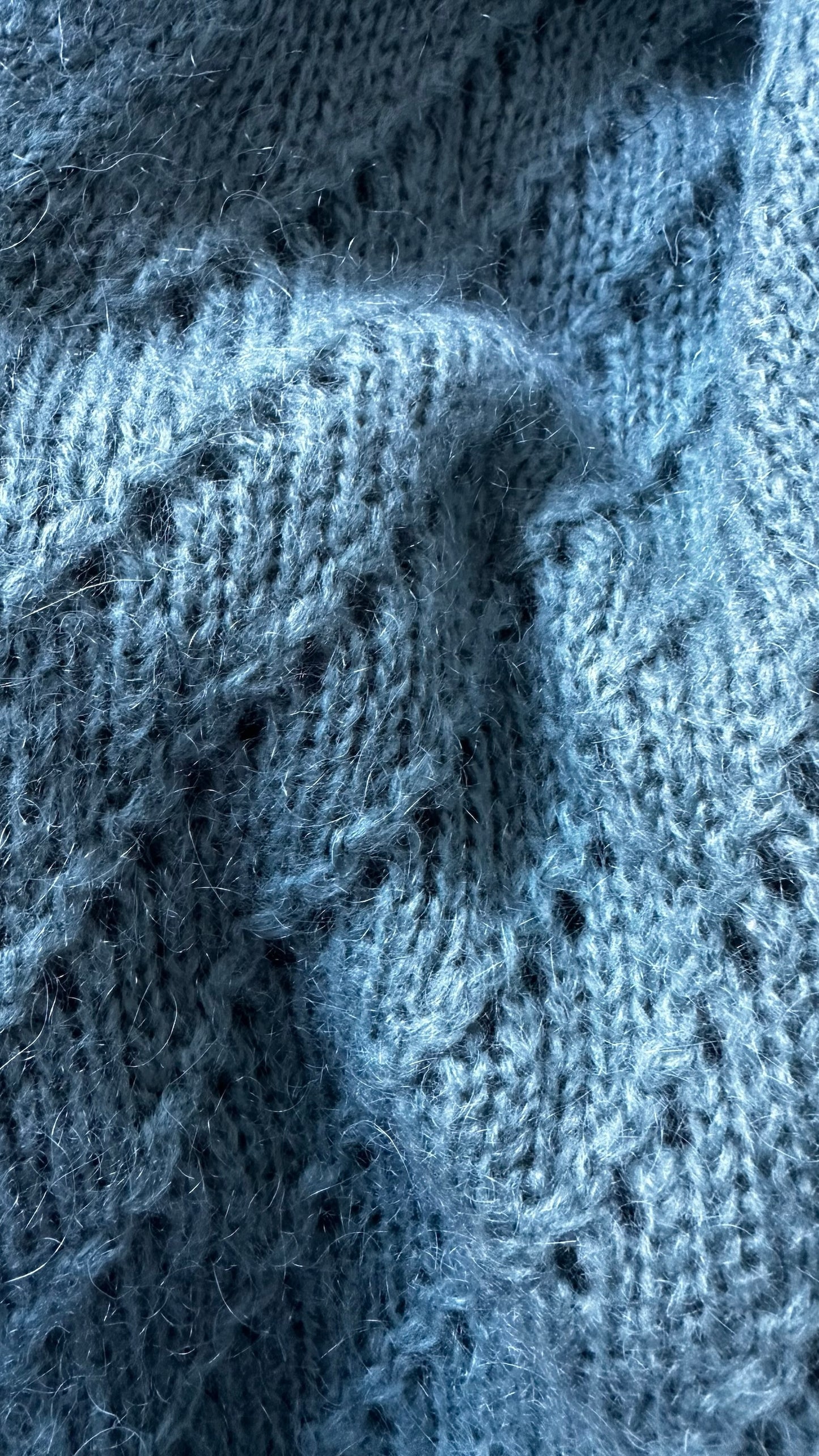 Maelys teal turquoise blue crotchet knit mohair blend button up cardigan medium large ML UK 10-12 excellent used condition