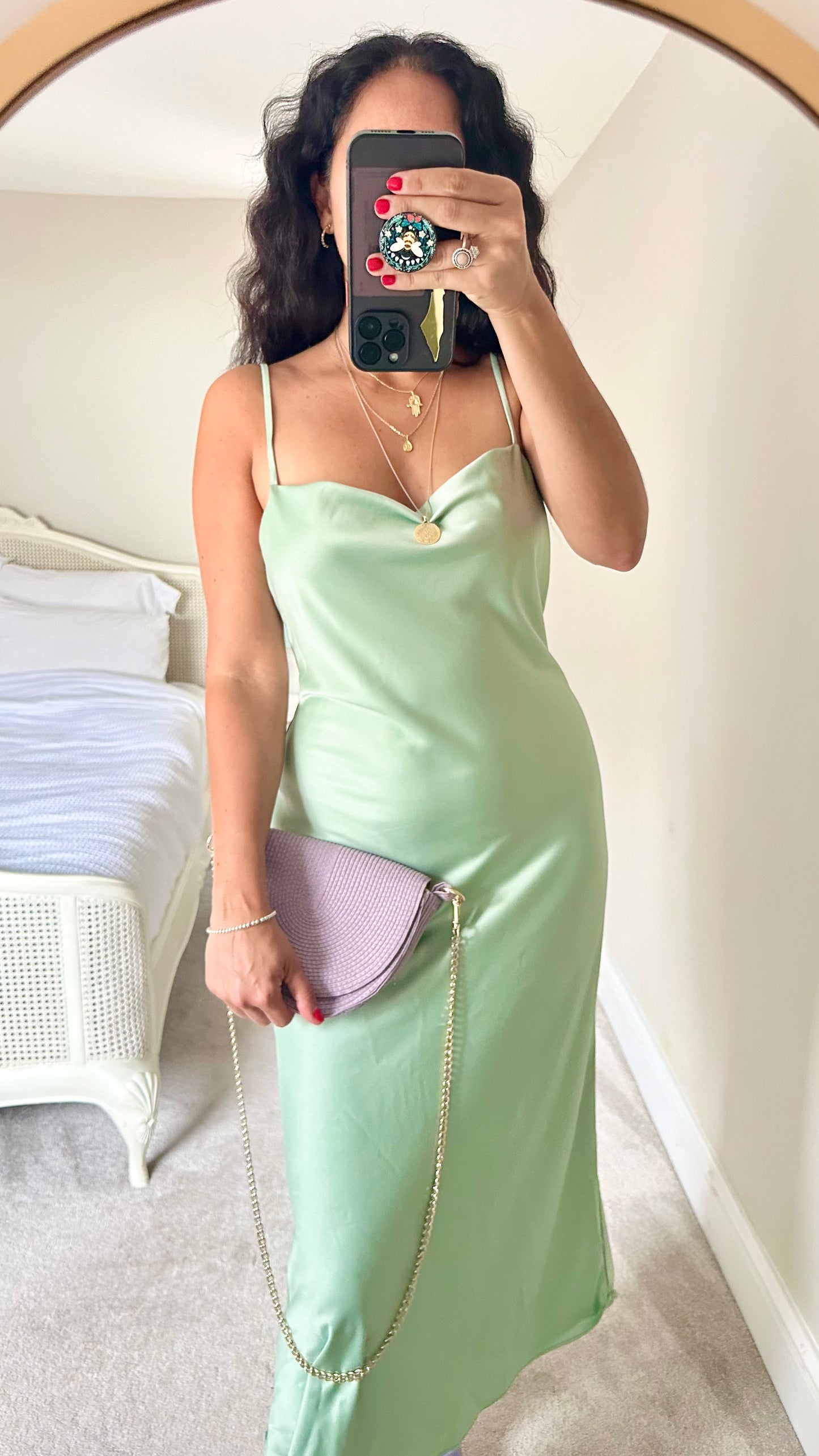 Warehouse light green slip midi dress extra large UK 12-14 vgc