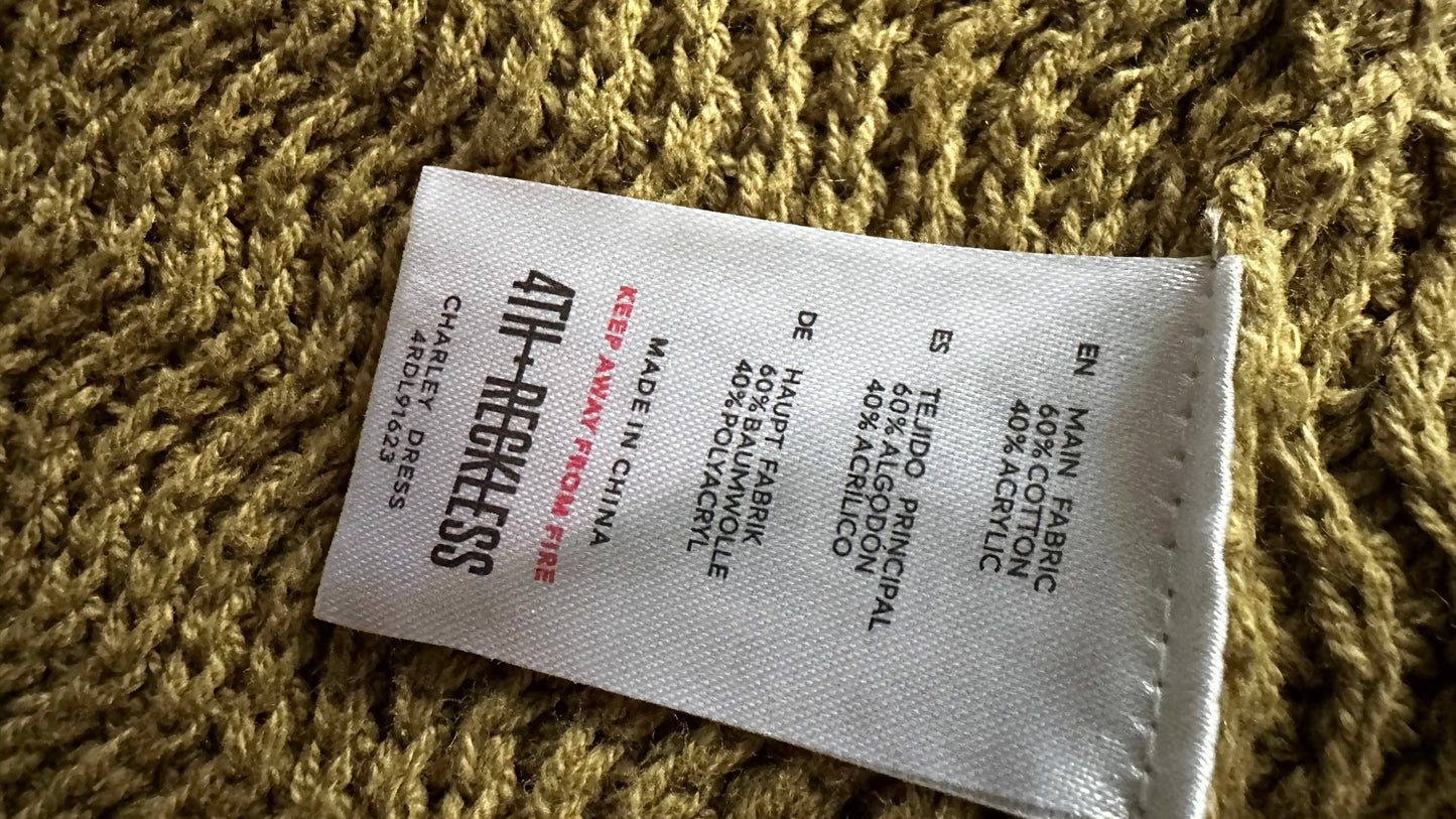 4th & Reckless khaki gold crochet knitted strapless holiday dress maxi long large UK 14 new bnwt