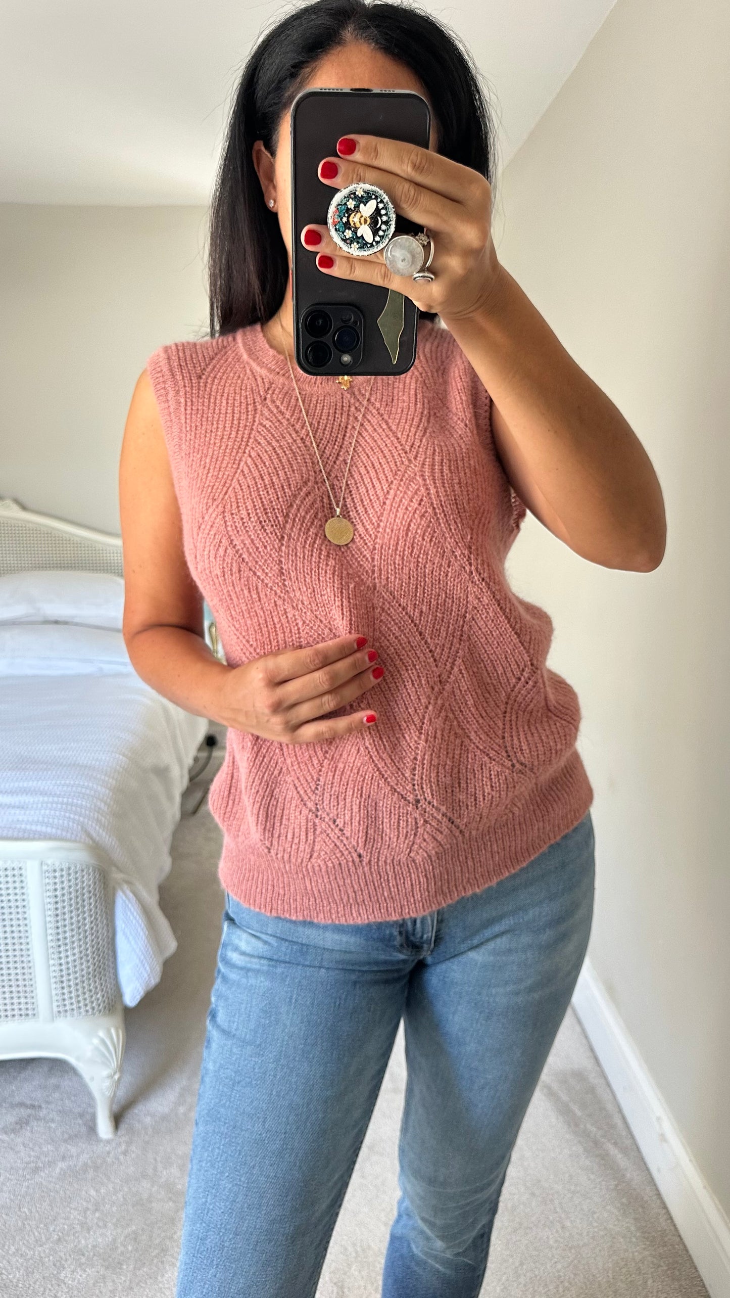 Second Female Copenhagen rust pink caramel mohair wool blend tank top jumper large UK 12 vgc