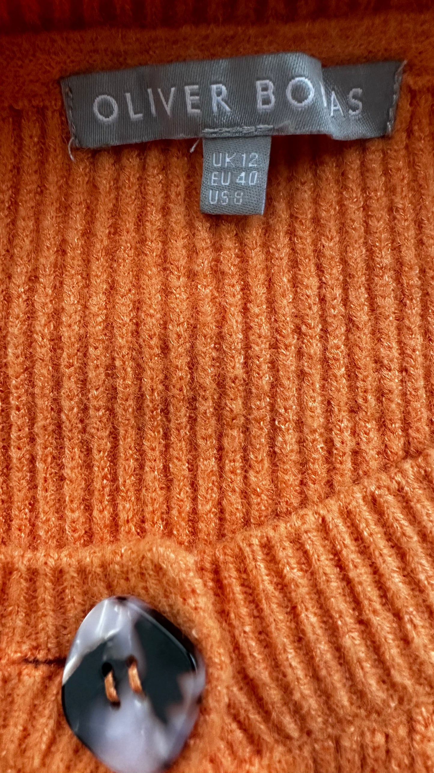 Oliver Bonas Orange pink knitted cardigan jumper medium UK 12 vgc