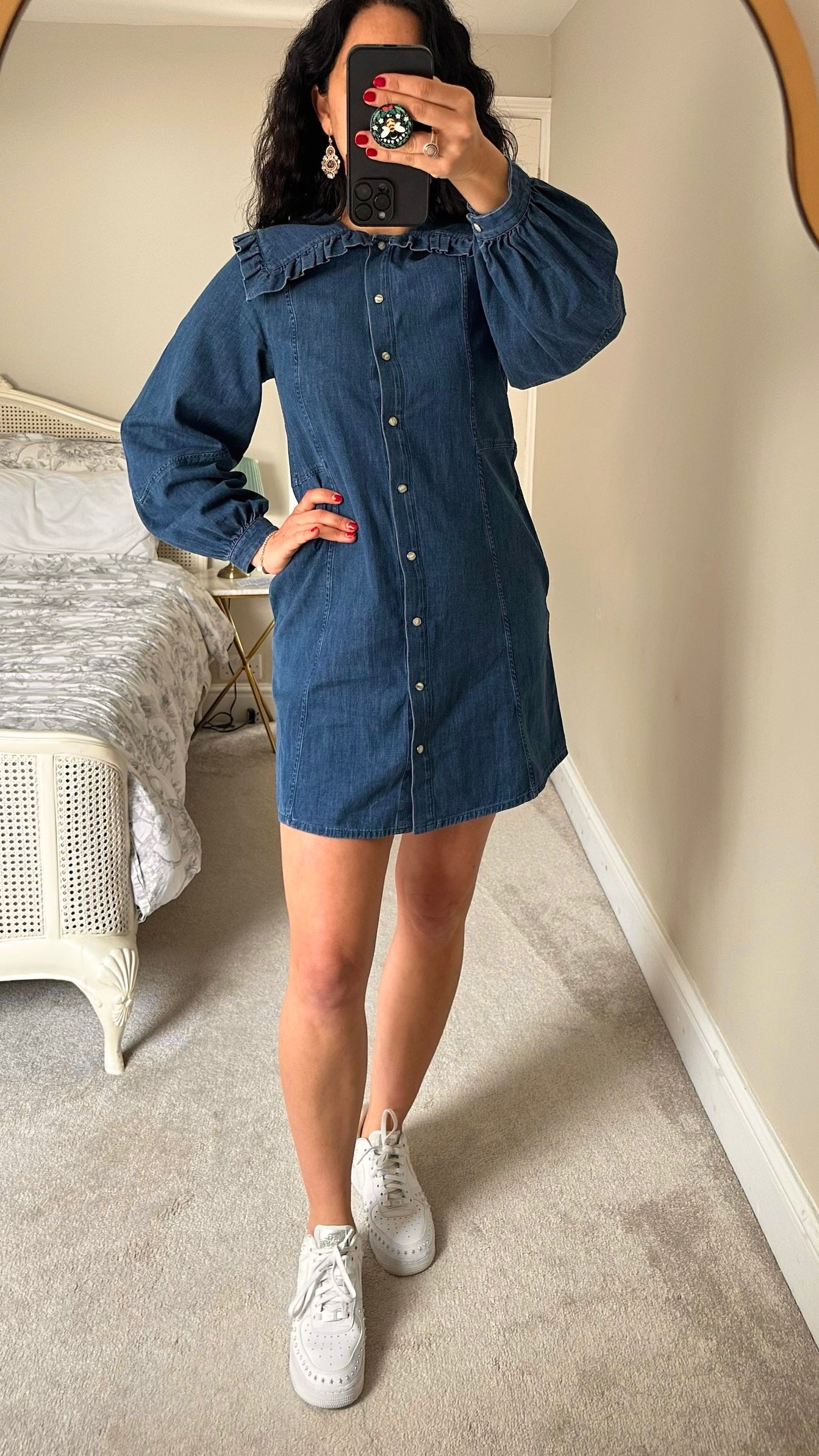 & Other Stories jeans denim frill collar mini dress small UK 8 vgc