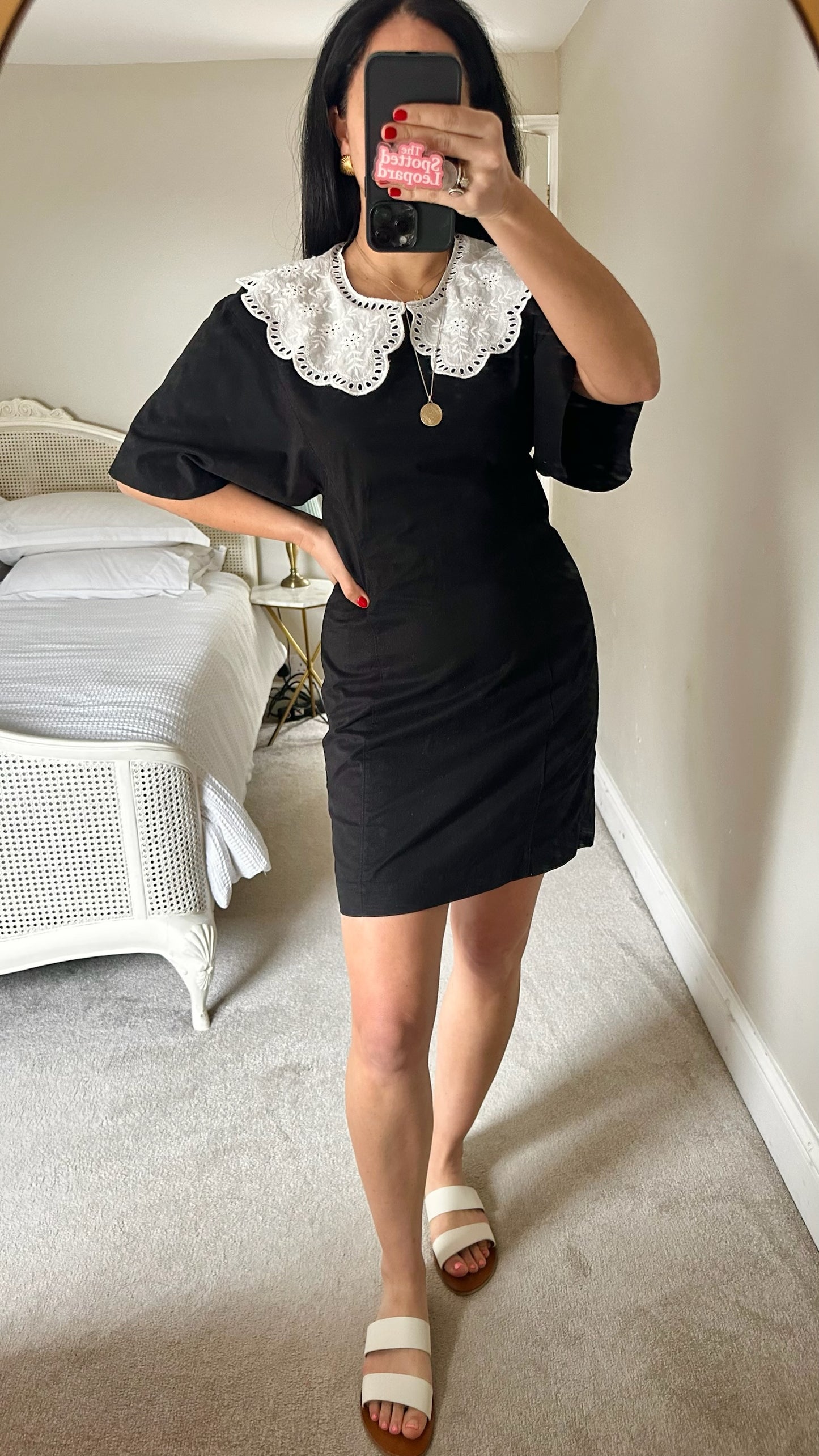 & other stories black white mini collared dress UK 10-12 vgc