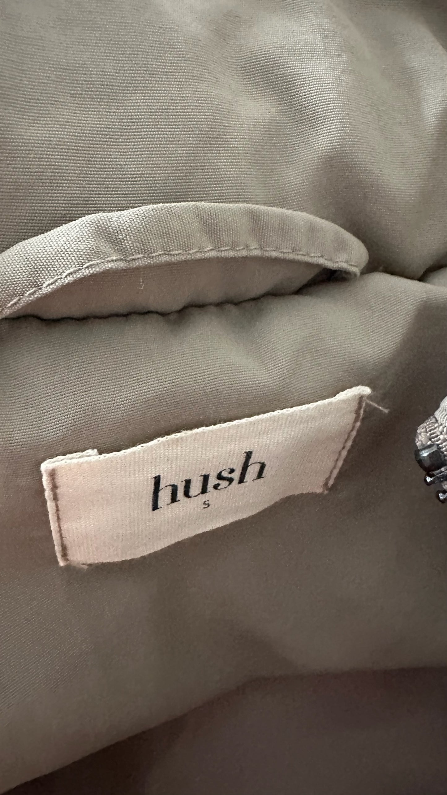 HUSH khaki green puffer quilted jacket coat small UK 8-10 vgc XMS25