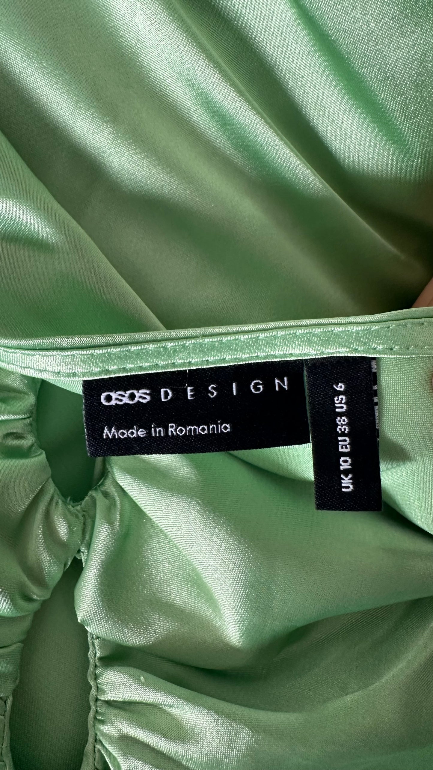 ASOS light mint green satin cut out midi long dress event new bnwt