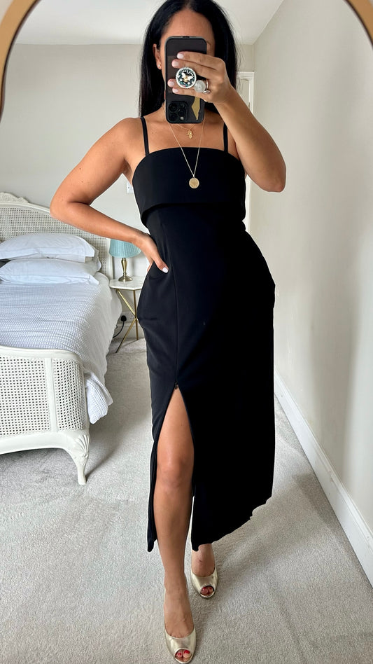 Cos black double side split maxi event evening dress small medium SM UK 8-10 excellent used condition