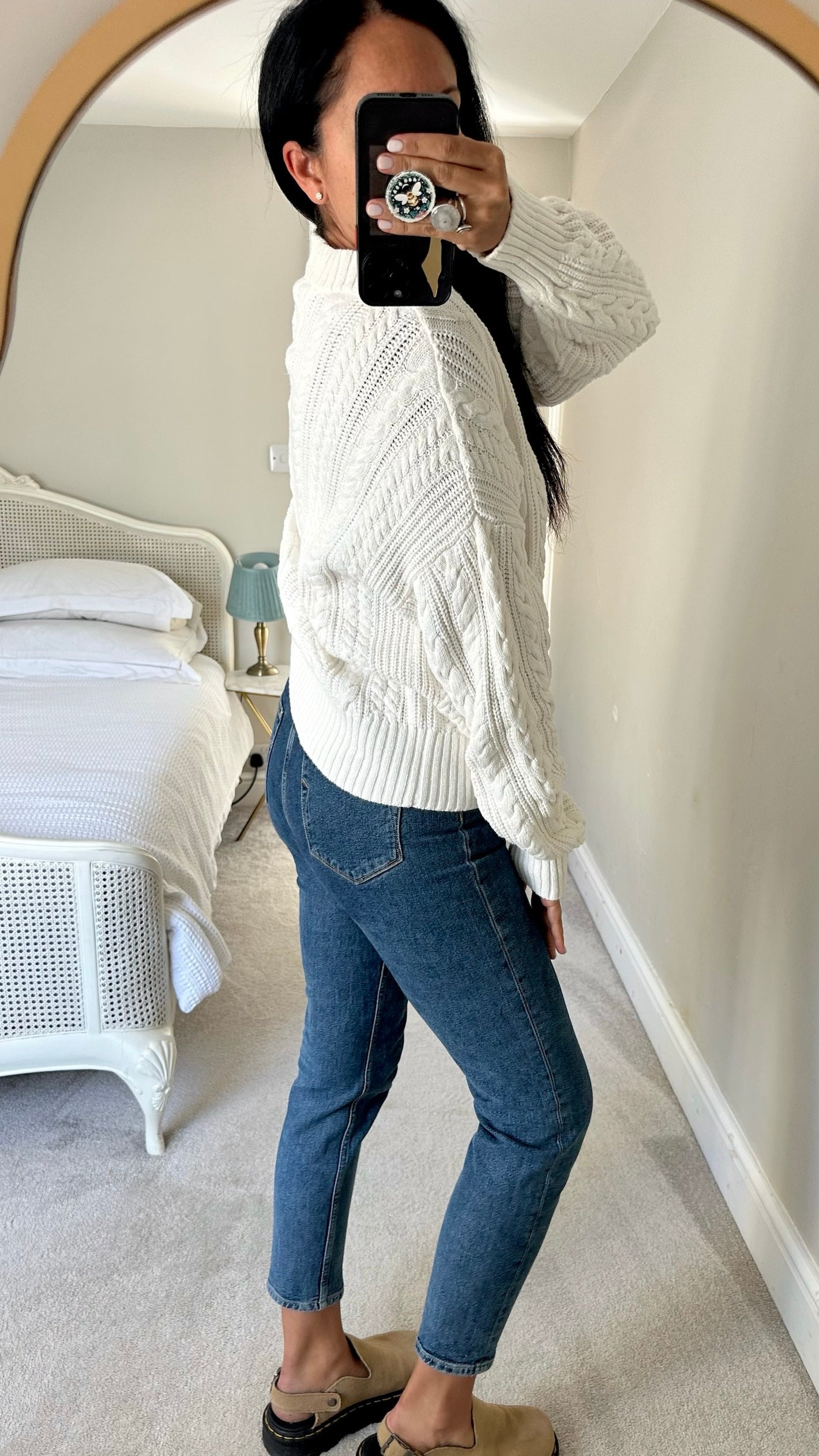 & other stories white cream cotton knitted cardigan thick large UK 12 vgc w25